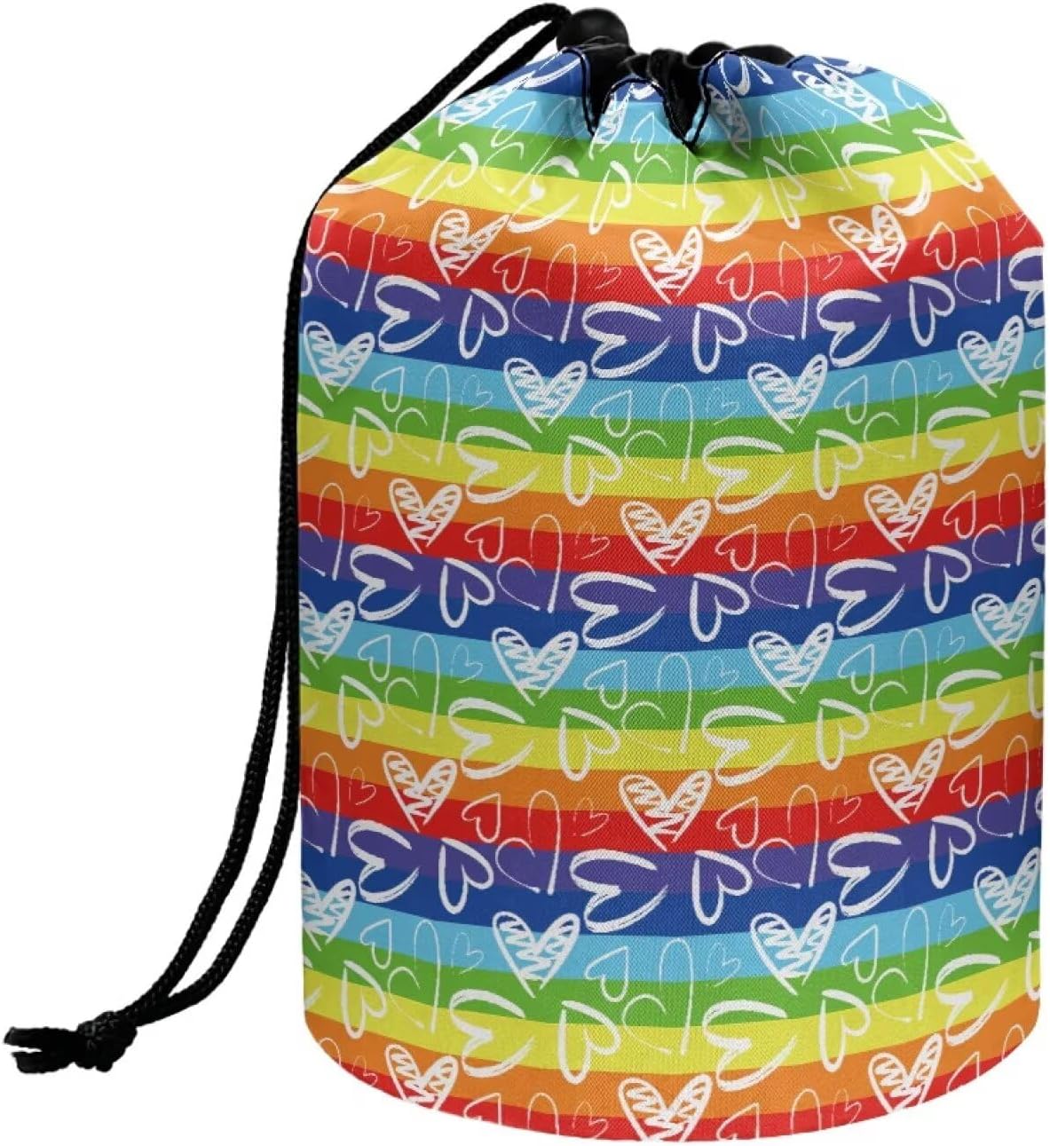 Peach Blossom Blue Cosmetic Bag for Women - Portable Drawstring Makeup Organizer | Collapsible Toiletry Storage