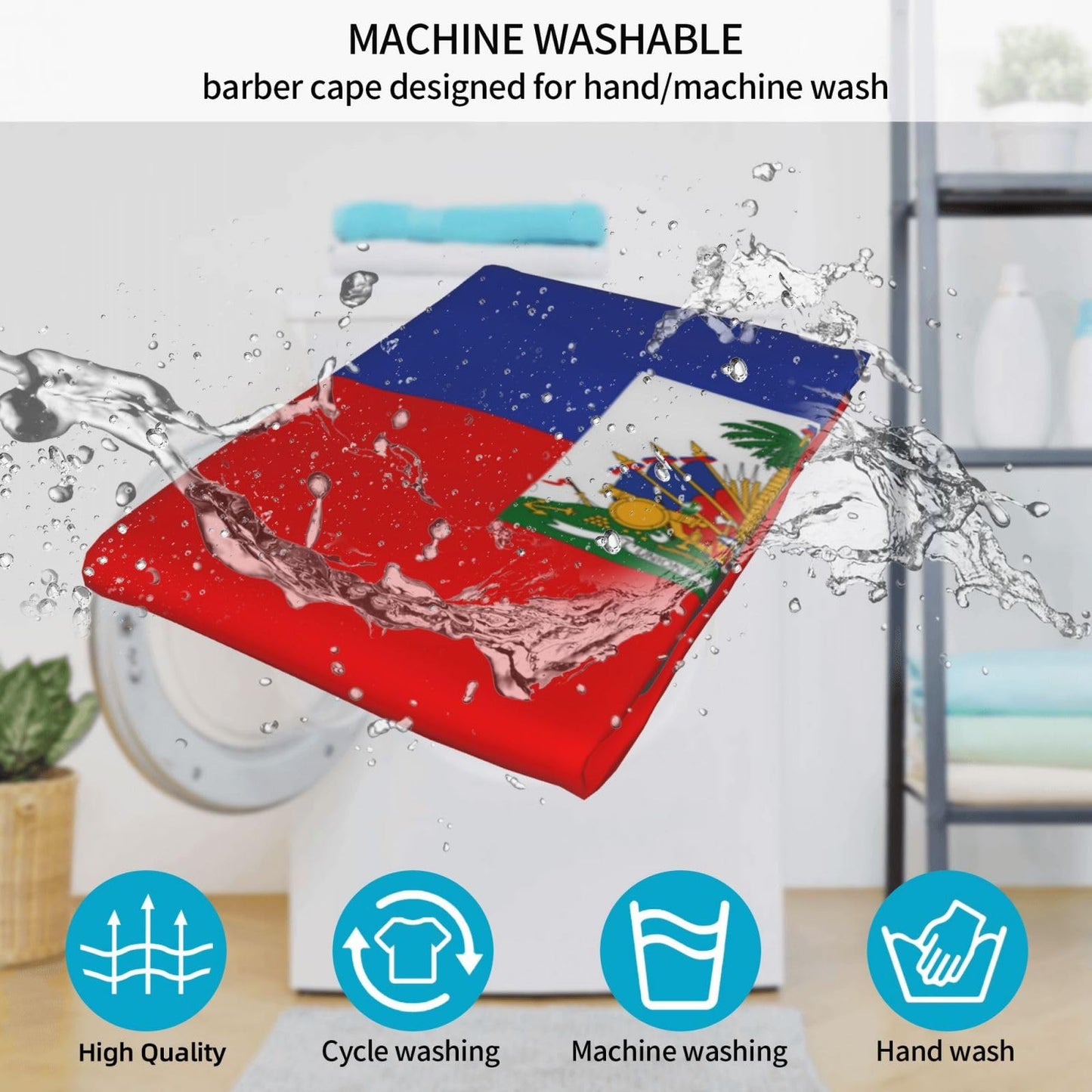 Haiti Flag Hair Cutting Barber Cape Hair Salon and Dyeing Styling Cloth for Women/Men