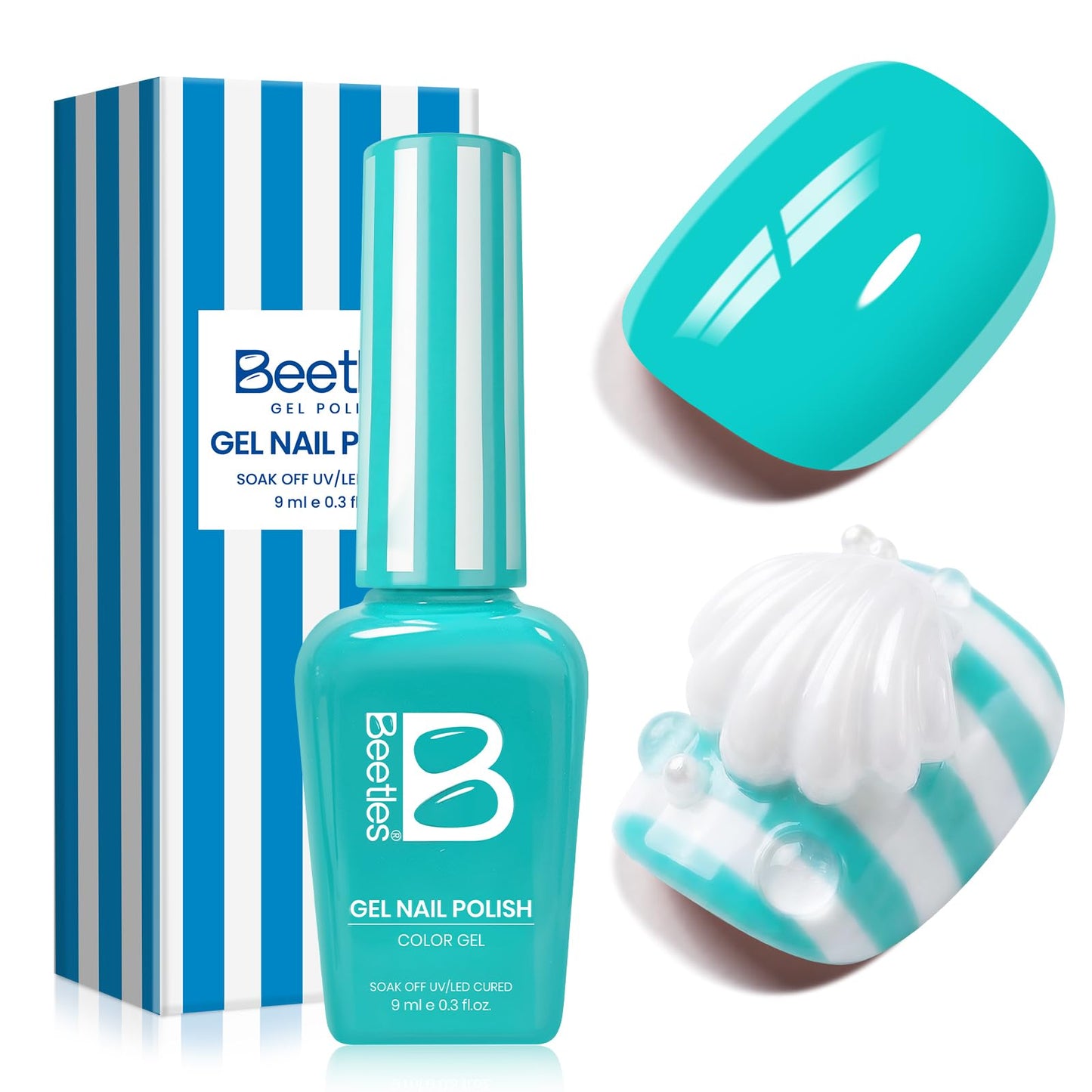 Beetles Teal Gel Polish - Beetles Summer Voyage Ocean Shade Summer Nails Art, Neon Teal Gel Nail Polish, Same Color Bottle, Soak Off UV Lamp Neon Nails Art, Long-Lasting Manicure Salon DIY for Holiday