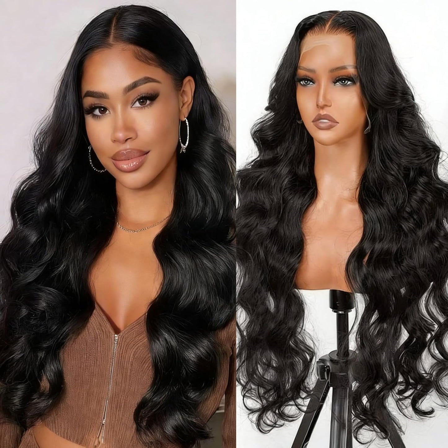 Burgundy 250 Density Human Hair Wig - 30 Inch 13x6 Deep Wave Lace Front | Pre-Plucked HD Transparent Lace Frontal for Women