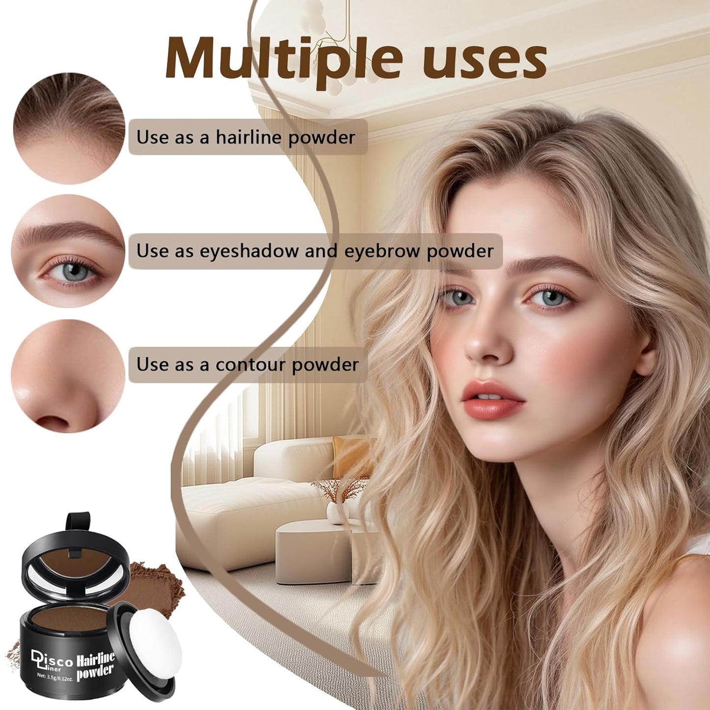 Invisible Hairline Powder - Volumizing Hair Fibers for Thinning Hair & Bald Spots | Instant Root Touch-Up, Water Resistant