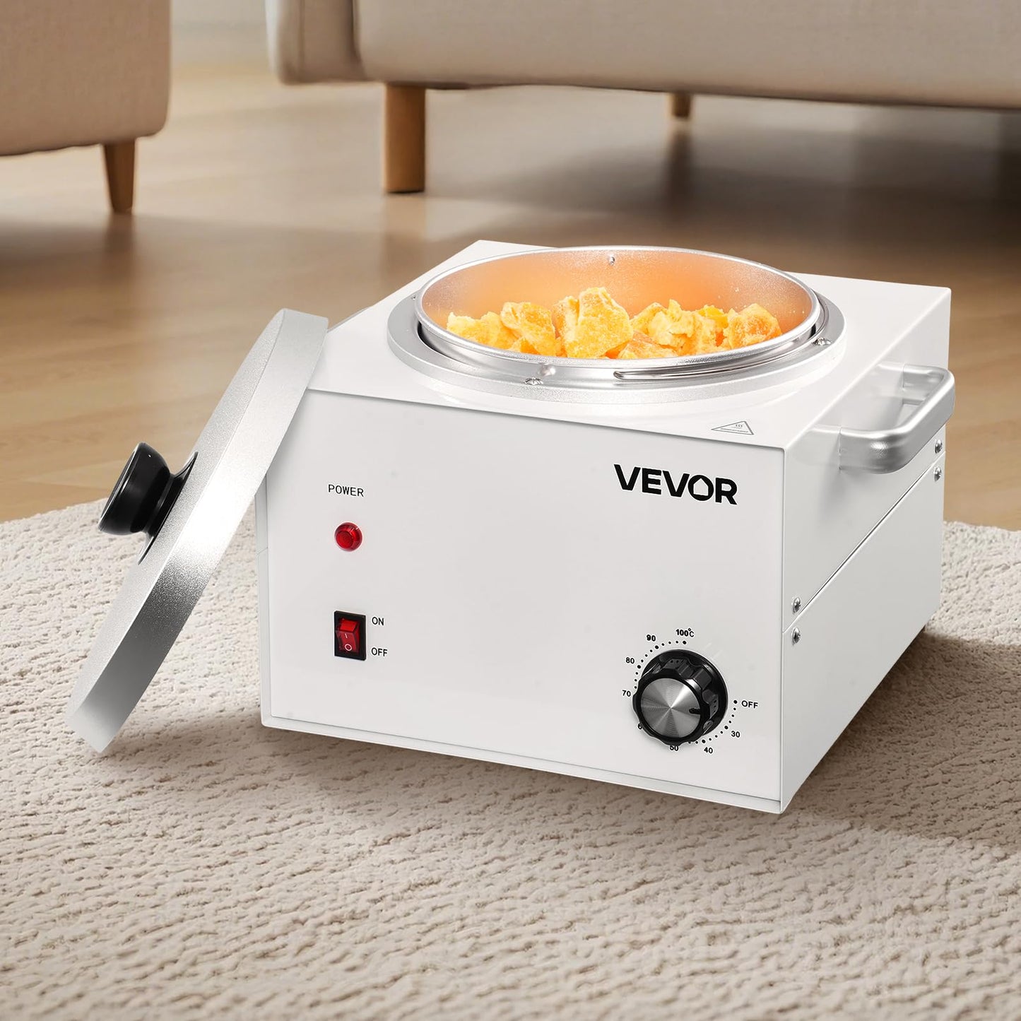 VEVOR Single Pot Wax Warmer, 3000ML 300W Professional Wax Warmer for Hair Removal, 32 ℉ - 212℉ Adjustable Electric Waxing Heater with 100PCS Waxing Sticks for Home Use, Beauty Salon, Spa