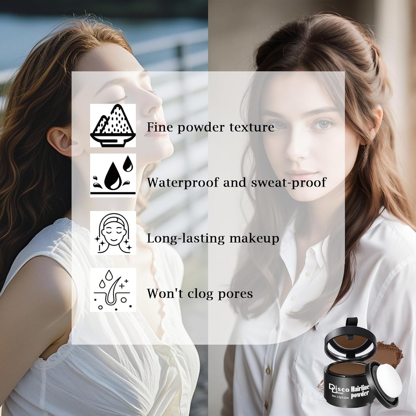 Invisible Hairline Powder - Volumizing Hair Fibers for Thinning Hair & Bald Spots | Instant Root Touch-Up, Water Resistant