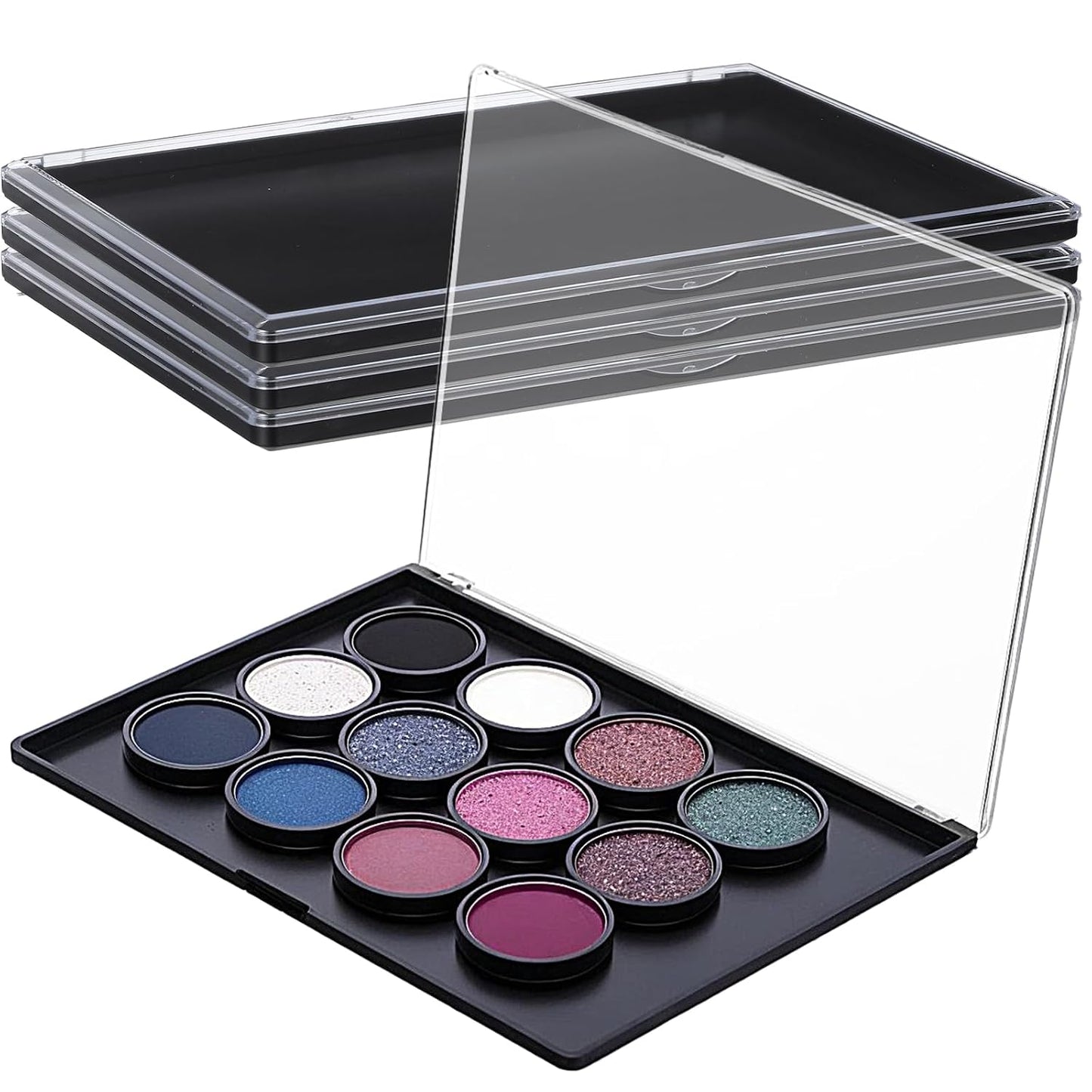 Magnetic Makeup Palette - 4 Pack Clear Top Storage Box for DIY Cosmetics | 7.7 x 4.3 Inches