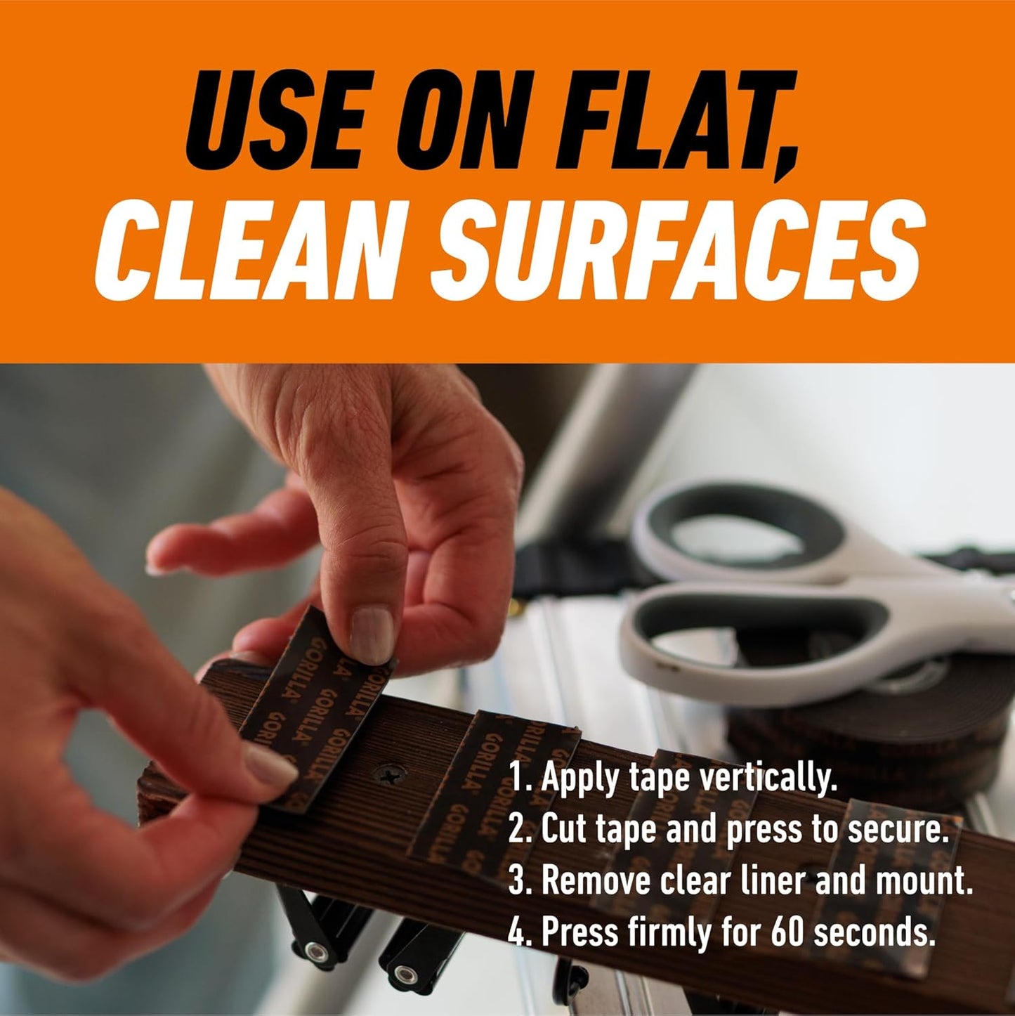 Gorilla Heavy Duty Double-Sided Mounting Tape - Weatherproof Black Adhesive, 1" x 120" for Indoor/Outdoor Use