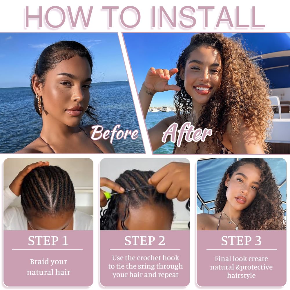 Human Crochet Hair for Black Women 16 Inch 150g Pre Separated 120 Strands Deep Wave Feather Crochet Human Hair Extensions Invisible Miracle Knots Crochet Hair Human Hair Crochet Bundles Natural Black