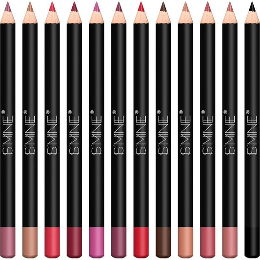 Matte Lip Liner Set - 12 High Pigmented Soft Pencils for Longwear Natural Lip Makeup | Assorted Colors