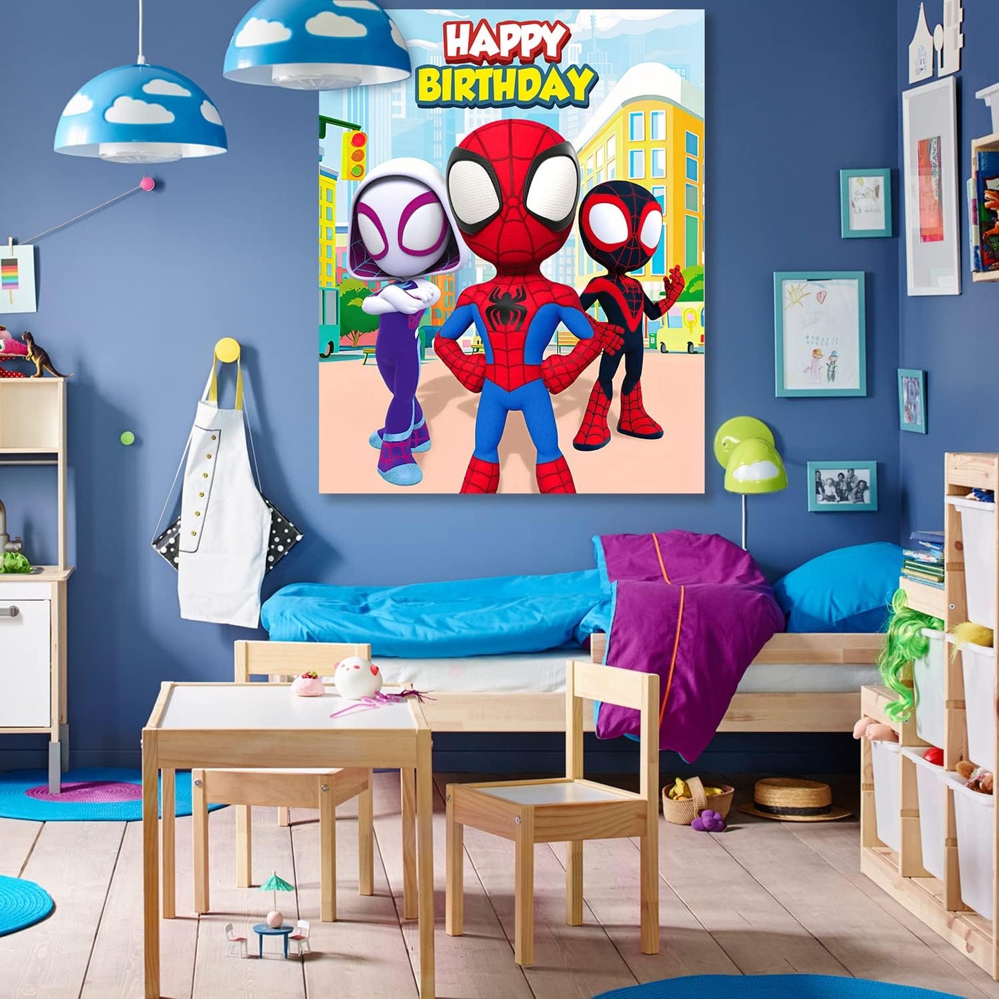 Spidey Birthday Decorations - 24PCS Stickers & Large Poster | Fun Party Games for Kids