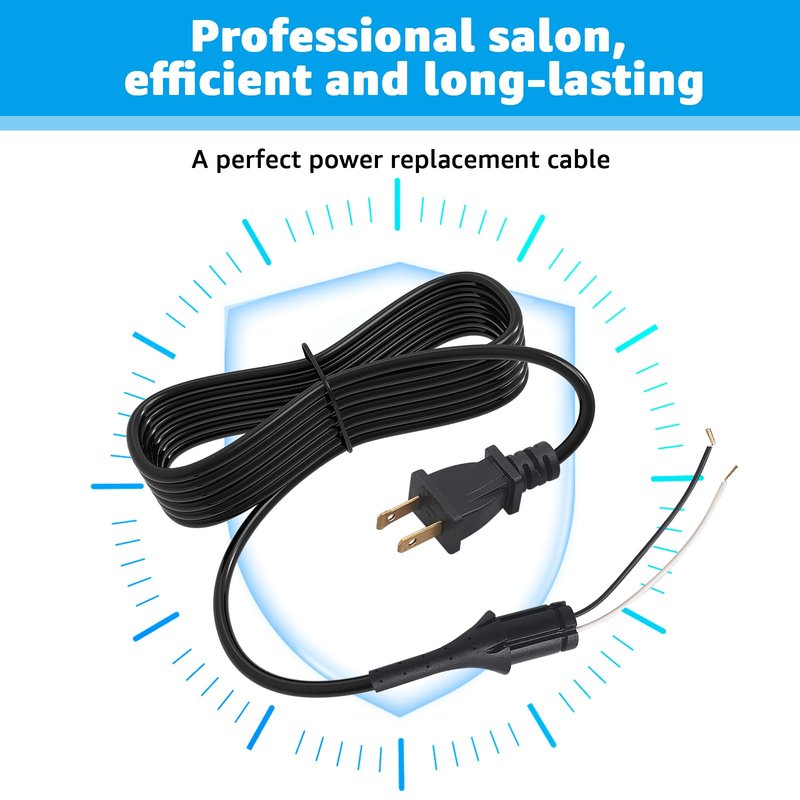 Replacement Power Cord for Andis Master Clipper- 2-Wire 8FT Professional Barber Cord for ML01557 Improved Master, ML01750 Phat Master, ML01690 Fade Master, ML01795 Black Master Clippers