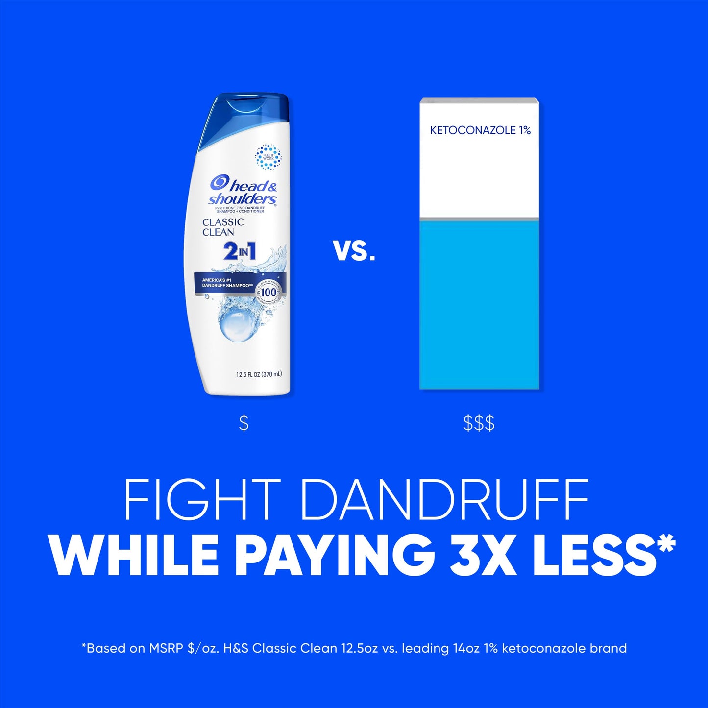 Head & Shoulders Anti-Dandruff Shampoo and Conditioner with 1% Pyrithione Zinc, Classic Clean 2-in-1 Twin Pack, Fresh Scent, Flake Control, Scalp Care, Color-Safe, 32.1 fl oz Each
