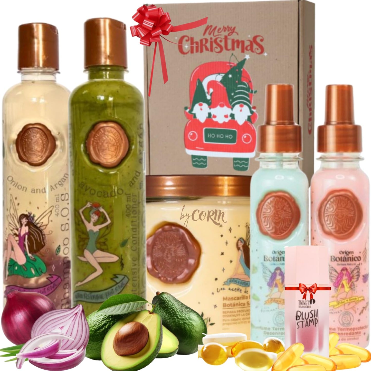 RITUAL BOTANICO KIT 5 Crecimiento Acelerado y Ultra Reparador: Shampoo de Cebolla, Mascarilla para el Cabello, Acondicionador Intensivo PLEX, DUO Heat Protection Spay for Hair (+ Obsequio TRENDY)