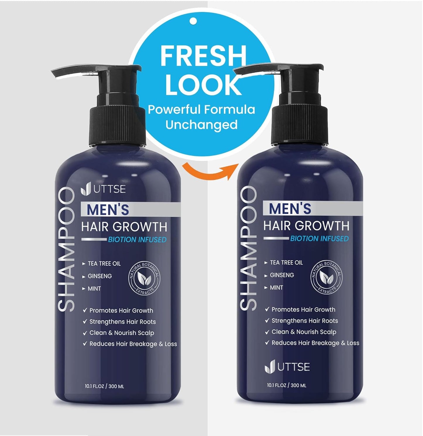 Biotin Hair Growth Shampoo for Men - Natural Thickening with Tea Tree Oil & Ginseng | 10.1 fl. oz, Dark Blue