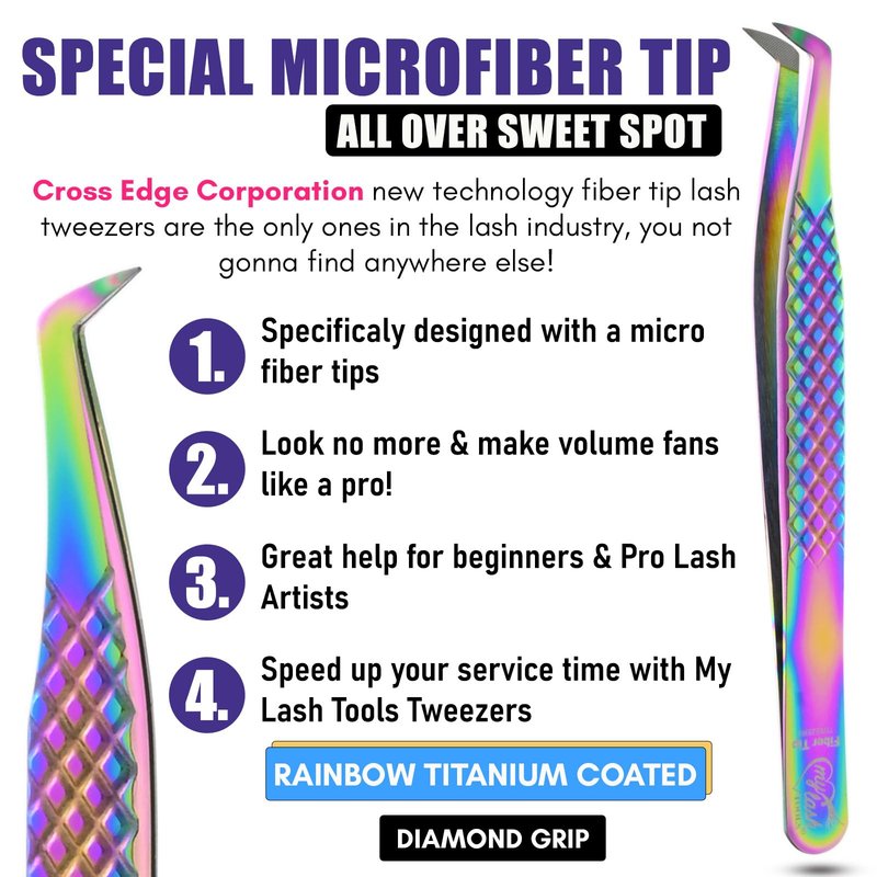 2pcs Fiber Tip Lash Tweezer Set – Boot Volume Tweezer & Isolation Tweezer, Professional Eyelash Extension Tools, Stainless Steel Non-Slip Grip for Classic, Volume & Mega Volume Lashes (Multi)