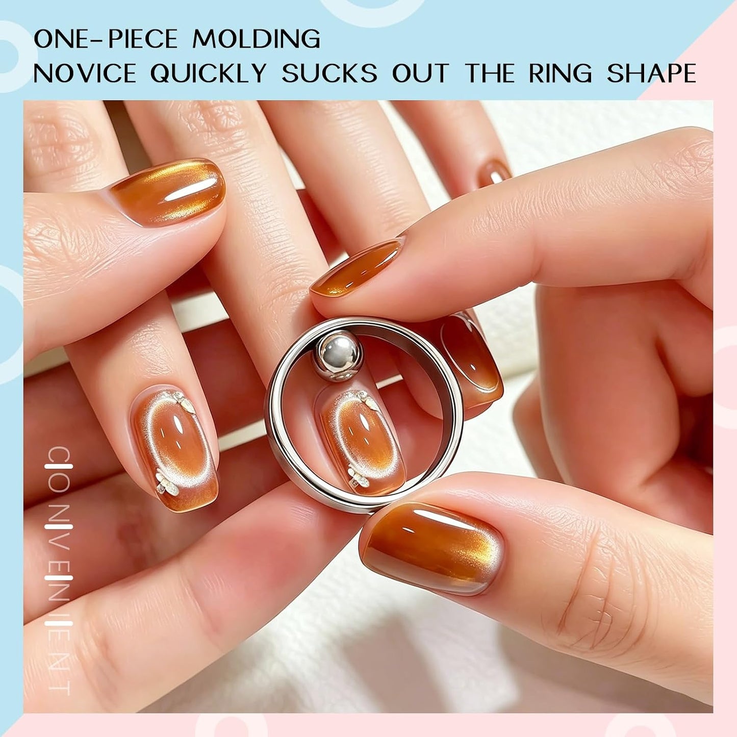 Circle Cat Eye Magnet Set - 2 Ring-Shaped Nail Art Tools for Strong Cat Eye Designs | Portable Hollow Circular for DIY Manicure