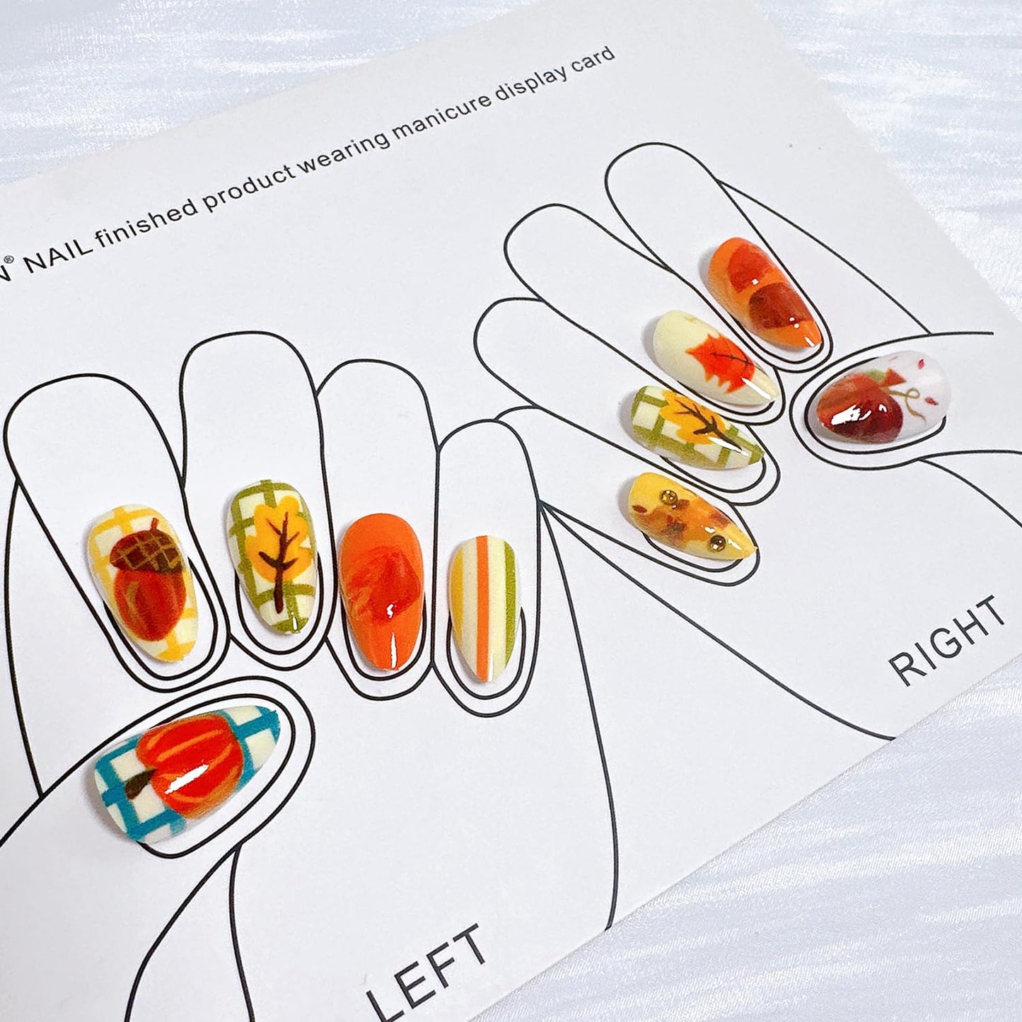 30Pcs Fall Press-On Nails - Short Almond Acrylic Nails with 3D Leaf & Pumpkin Designs | Reusable Thanksgiving Nail Art