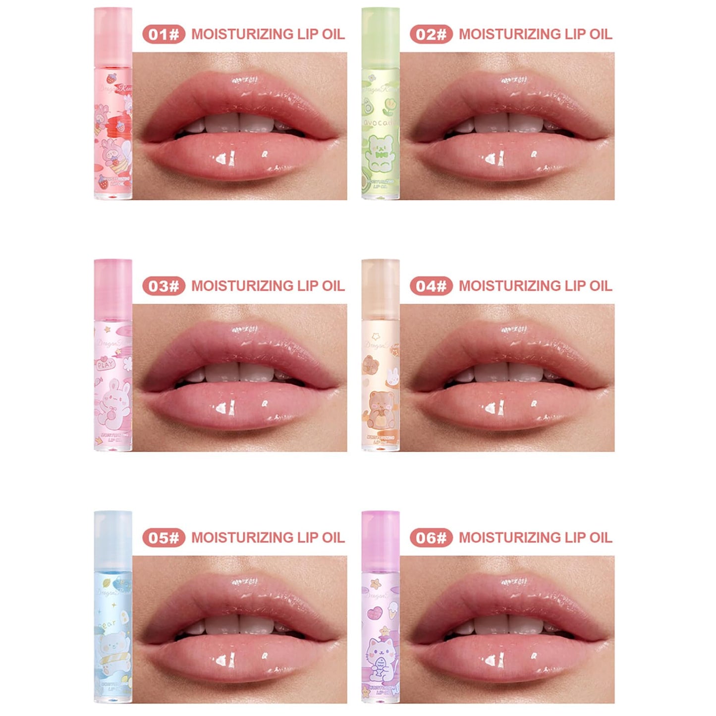 Lissymuse Nourishing Lip Oil Gloss Set, 6pcs Non-Sticky Moisturizing Smooth Glossy Finish Lip Glow Oil, Tinted Plumping Butter Lipgloss Long Lasting Lips Balm - Lips Care Stuff for Women Girls Teens