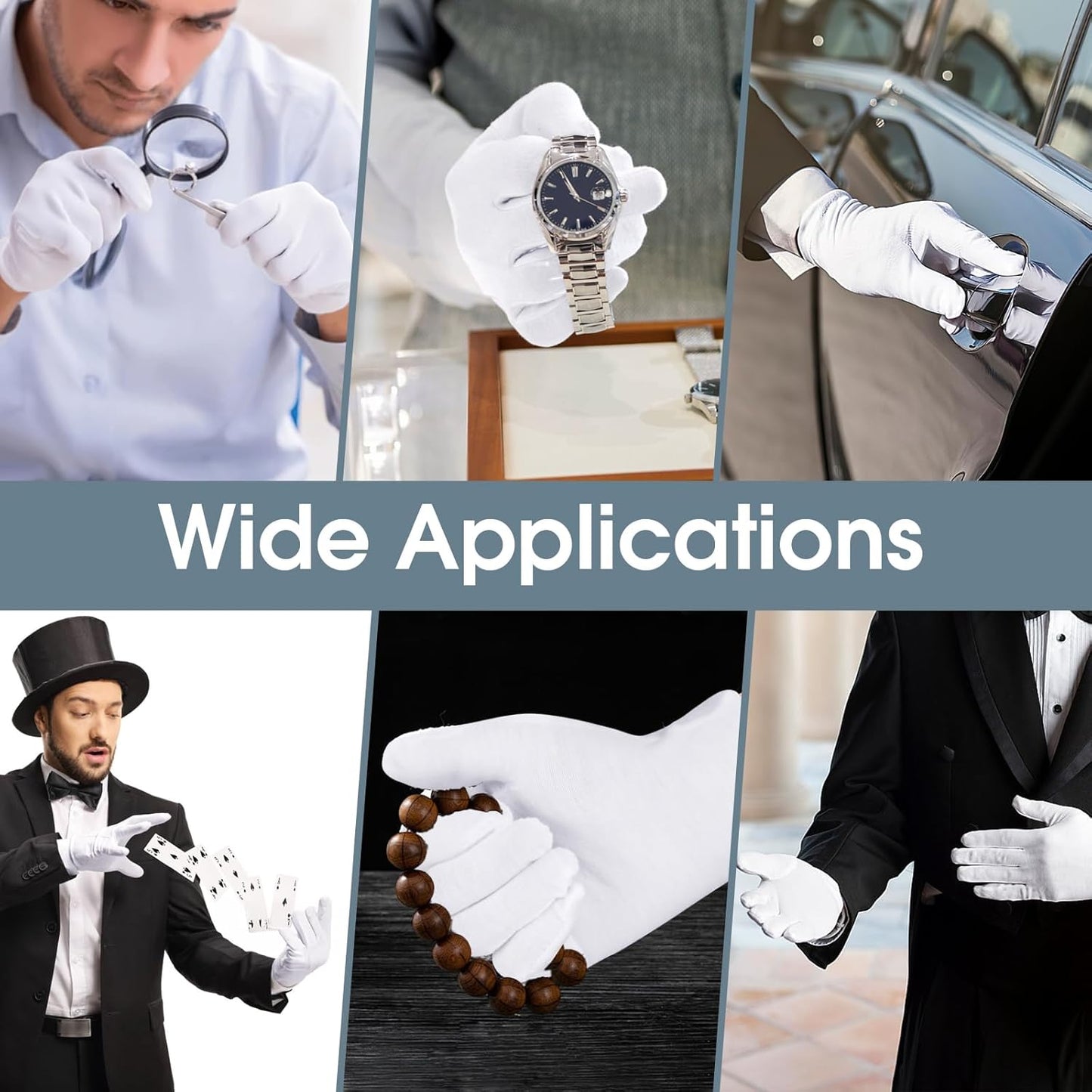 Moisturizing Cotton Gloves for Dry Hands & Eczema - 24 Pcs Stretchy & Breathable | Unisex Spa & Jewelry Inspection