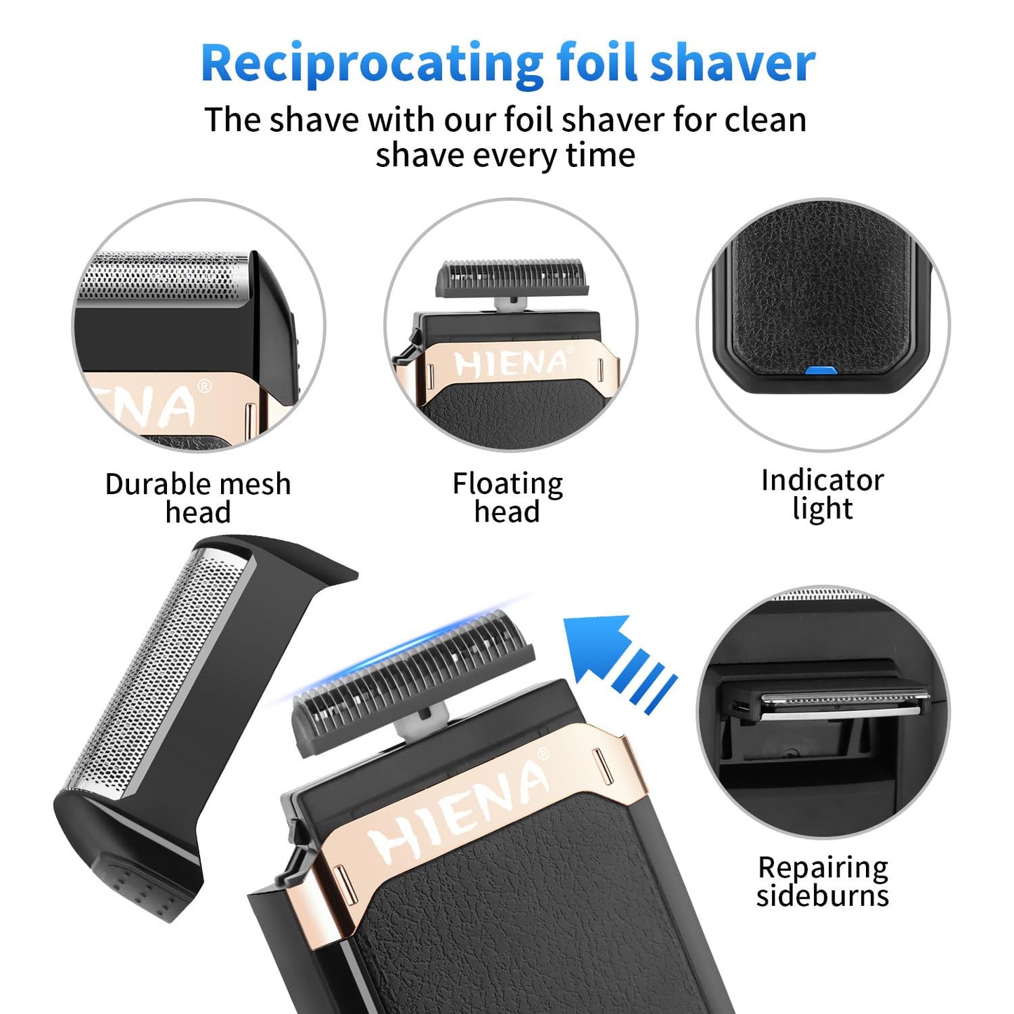 HIENA PRO Professional Cordless Hair Clippers for Men, T-Blade Beard Trimmer & Foil Shaver Set, Barber Clipper Hair Cutting Grooming Kit, Barber kit