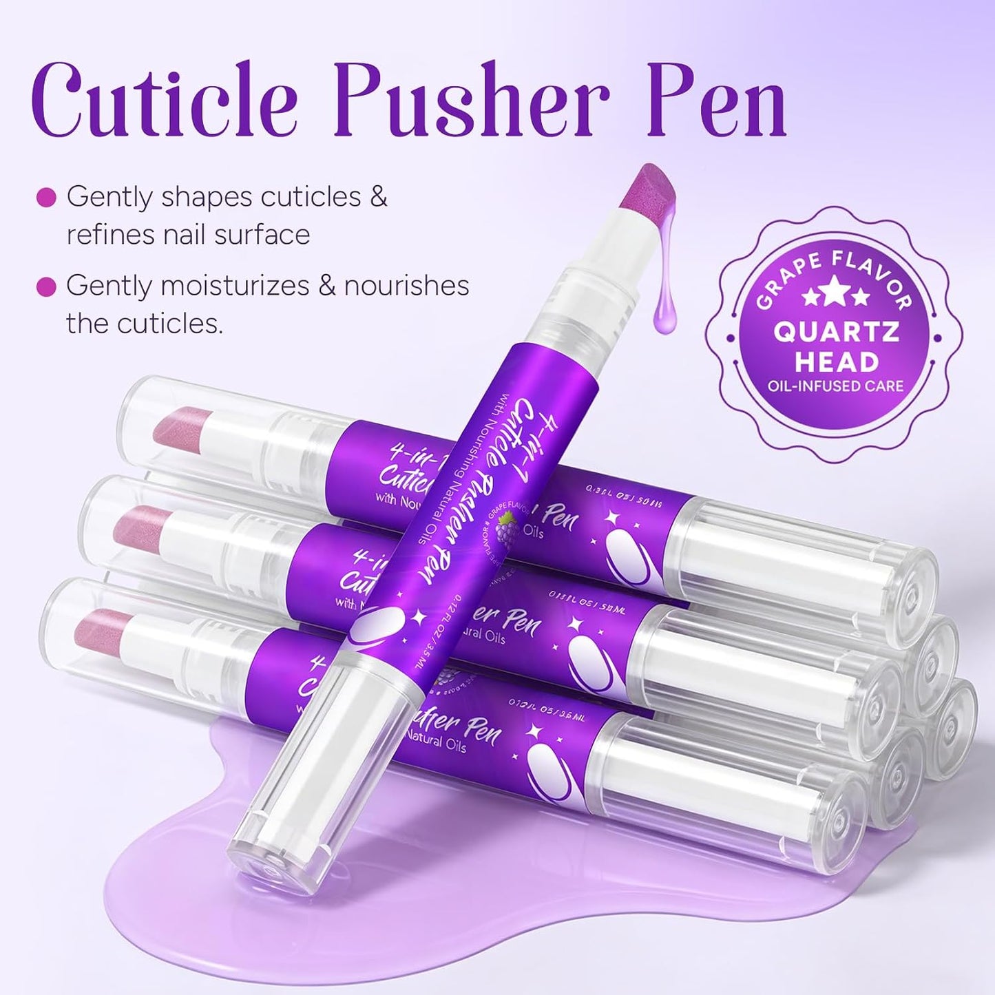 Cuticle Oil Pusher Pen - 4-in-1 Cuticle Remover & Nail Care Oil | Moisturizes & Strengthens Dry Nails