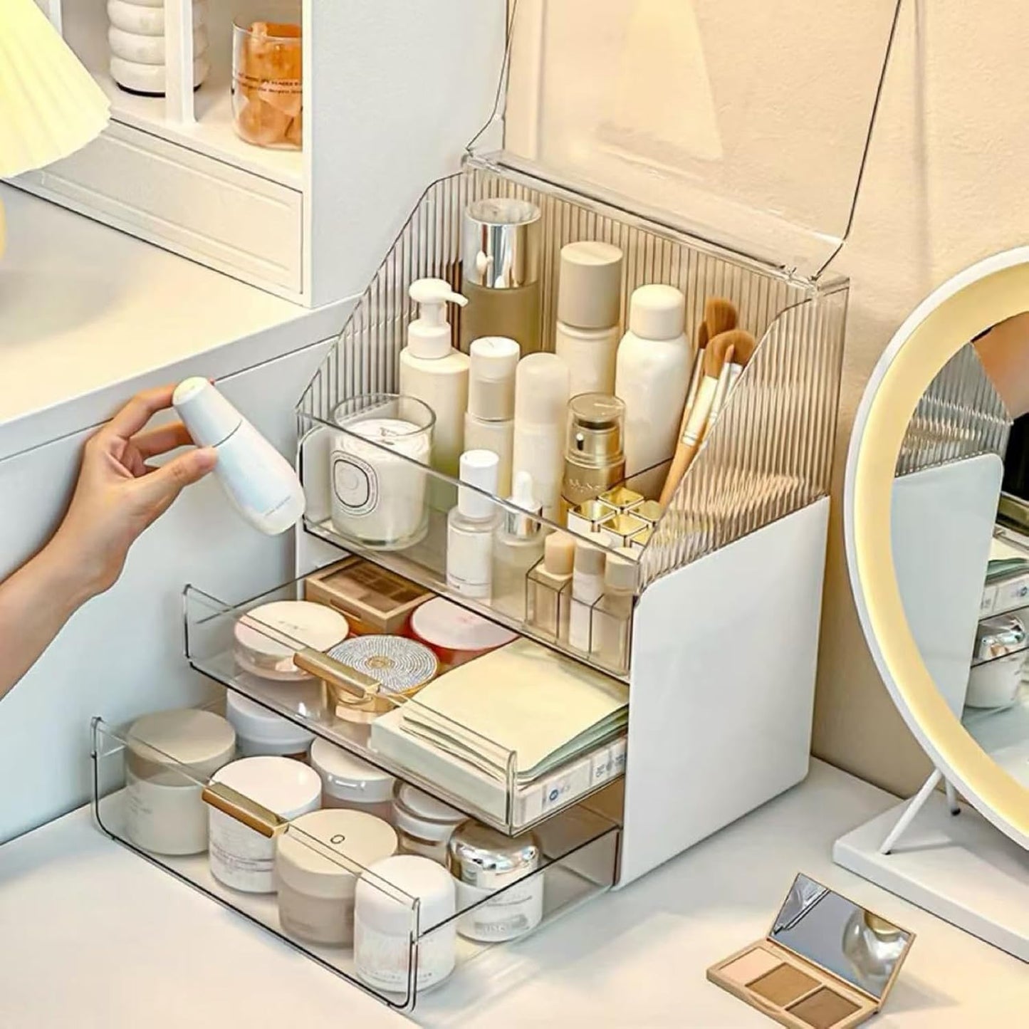 Large Makeup Organizer - Clear Vanity Storage Box for Cosmetics & Skincare | Perfect Gift for Women & Girls