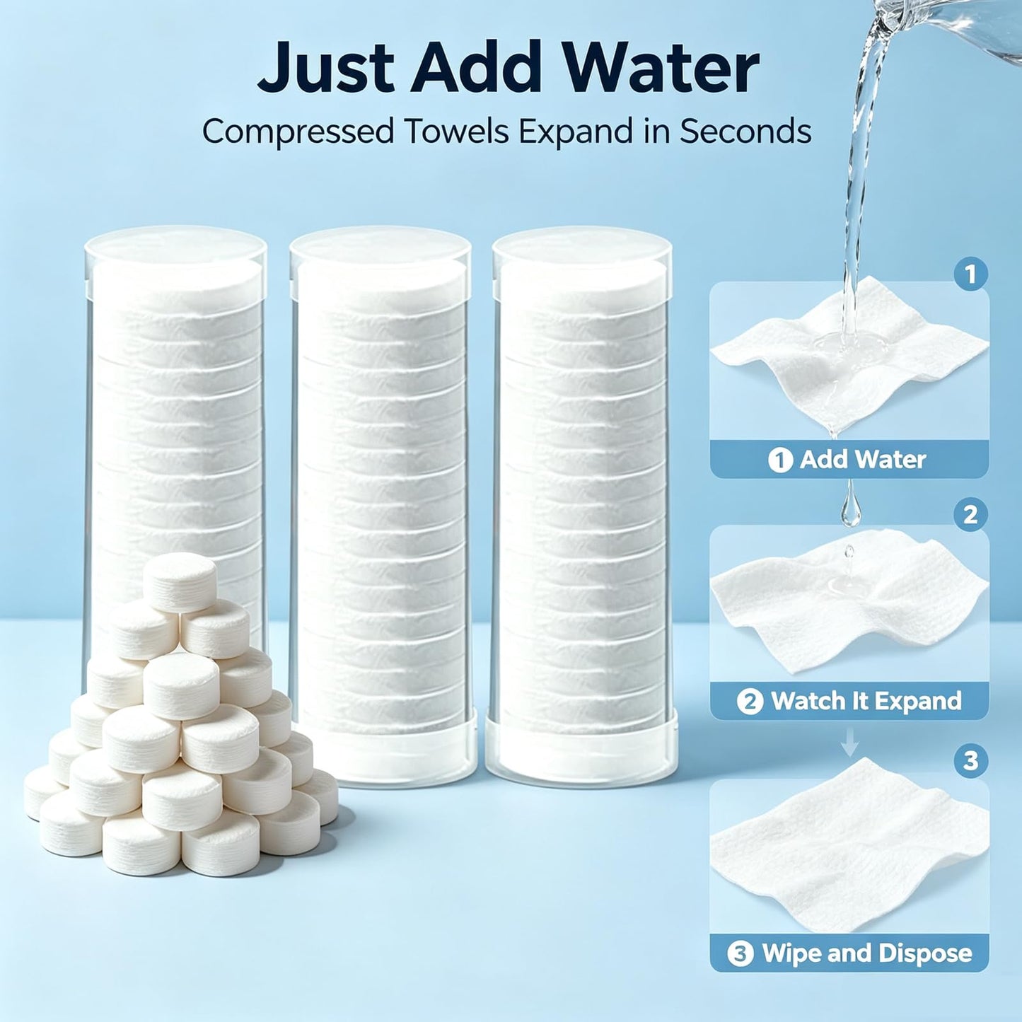 Disposable face towel travel cloths Hot face towel washing face towelettes disposable Suitable for use with Smart Towel Dispenser machines or manual soaking（80PCS）