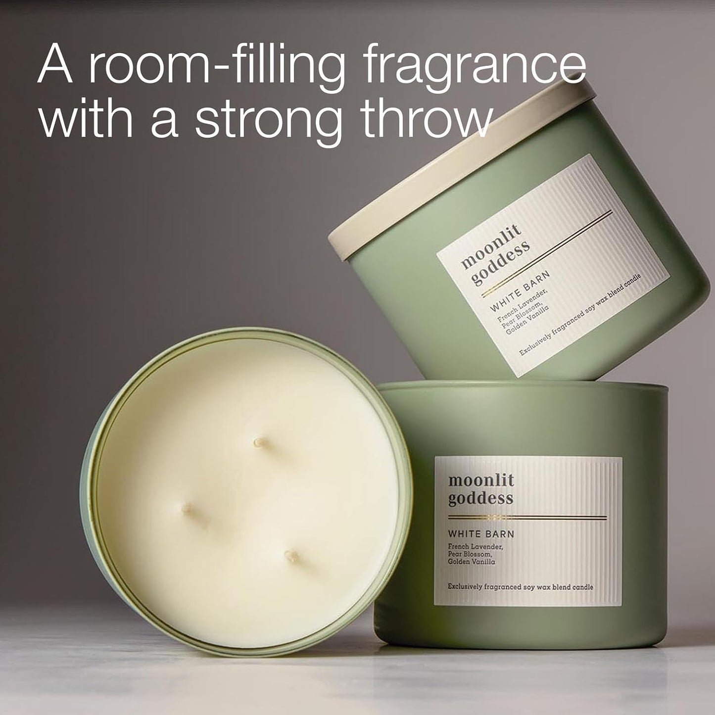 Moonlit Goddess Candle - 3-Wick Strong Throw Soy Wax Blend | Long-Lasting Burn Up to 45 Hours - 14.5 oz