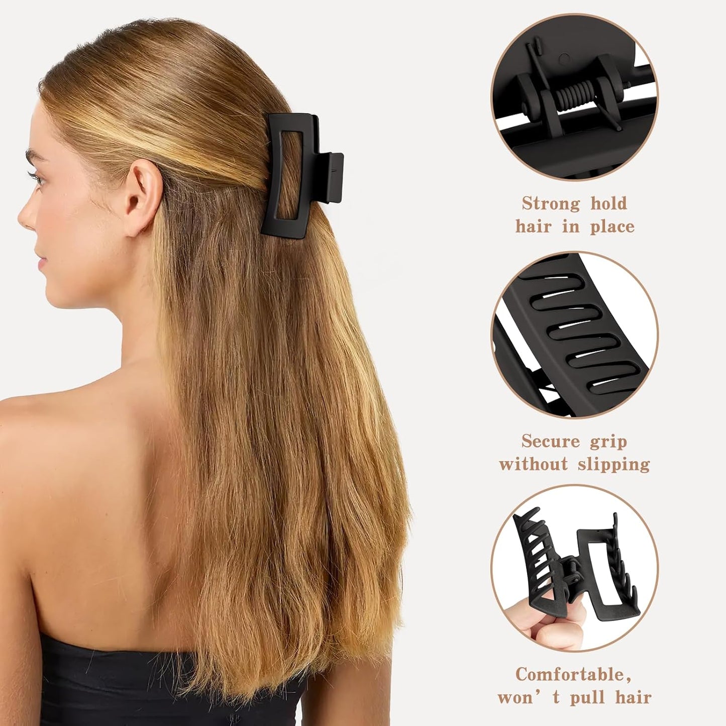 Hair Claw Clips Set - 12 PCS for Women | Small, Medium & Large Clips for All Hair Types - Black