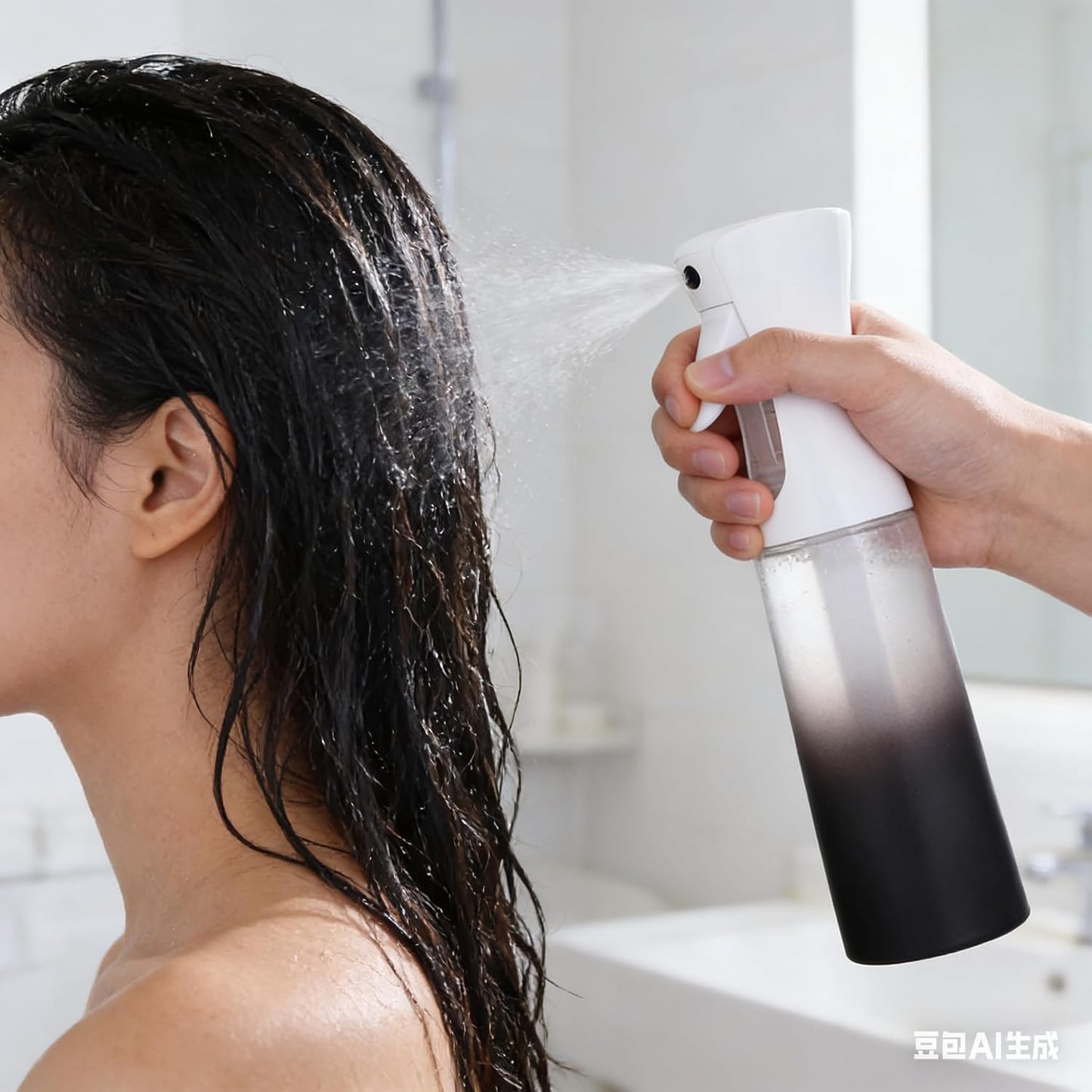 Ultra Fine Mist Spray Bottle - 200ml Continuous Sprayer for Hair Care | Travel Size Black Plastic Container