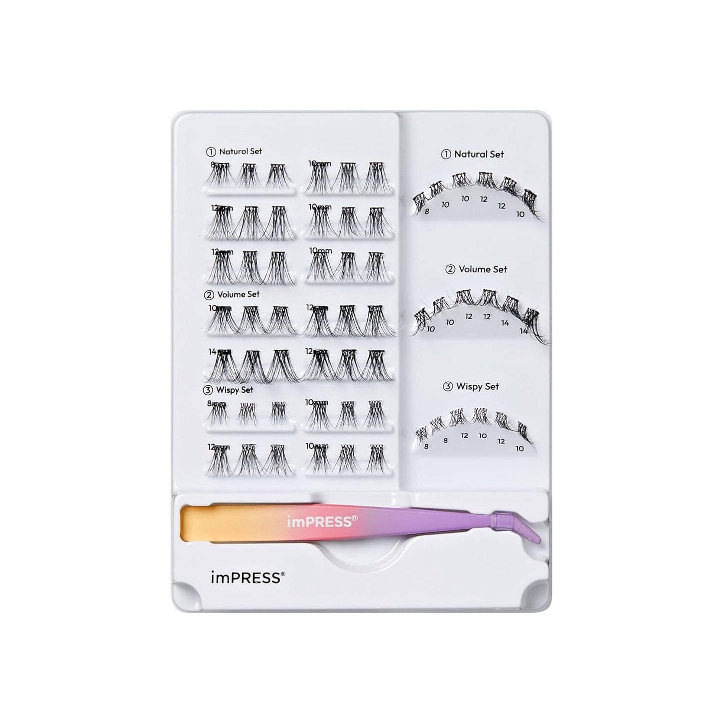 Impress Individual Lash Kit - Pre-Glued Lash Clusters for Natural Volume | 60 Black False Eyelashes