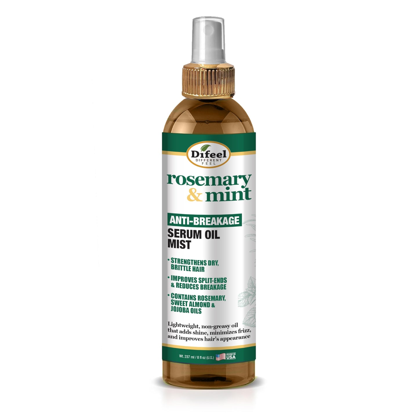 Difeel Rosemary and Mint Anti-Breakage Serum Oil Mist 8 oz. - Hair Strengthening Serum Mist, Reduces Split Ends, Reduces Breakage and Frizz