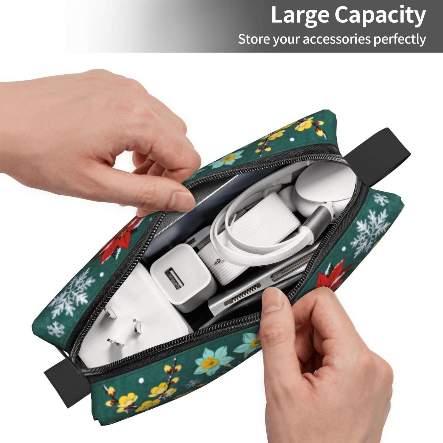OLUSENMO Frosted Floral Makeup Bag - Durable 600D Oxford Fabric, Impact-Resistant & Compact, Travel Cosmetic & Makeup Organizer for Gym & Daily Use