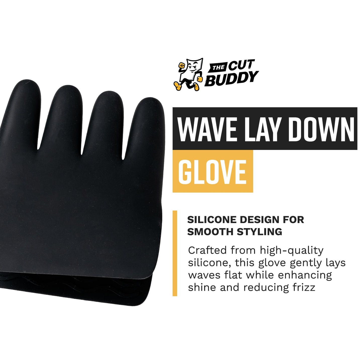 Nick Wavy Collection 360 Wave Lay Down Glove by The Cut Buddy – Professional Frizz Control & High-Gloss Finishing Tool, Textured Smoothing Surface, Ambidextrous Elastic Cuff, One Size Fits Most