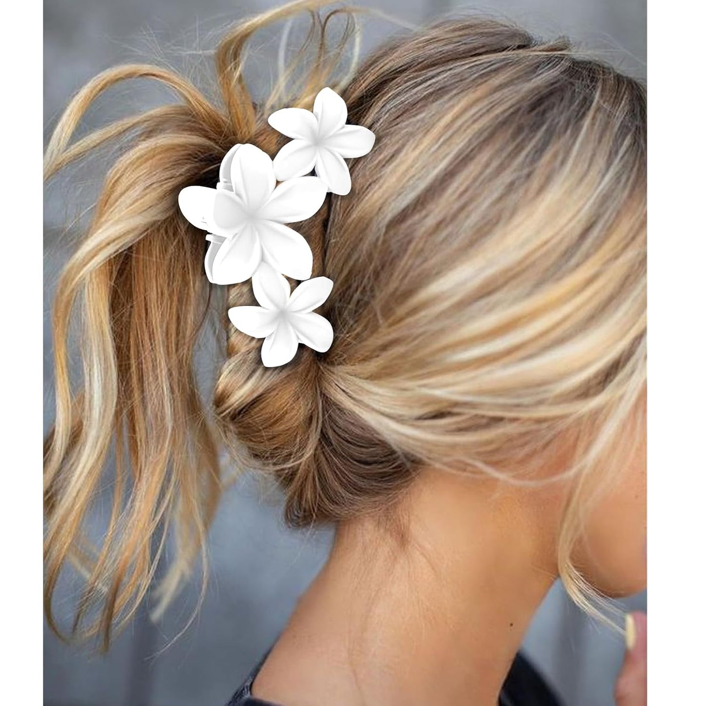 Flower Hair Clips for Women - 6PCS Hawaiian Plumeria Strong Hold Hair Claws | Cute Beach Accessories