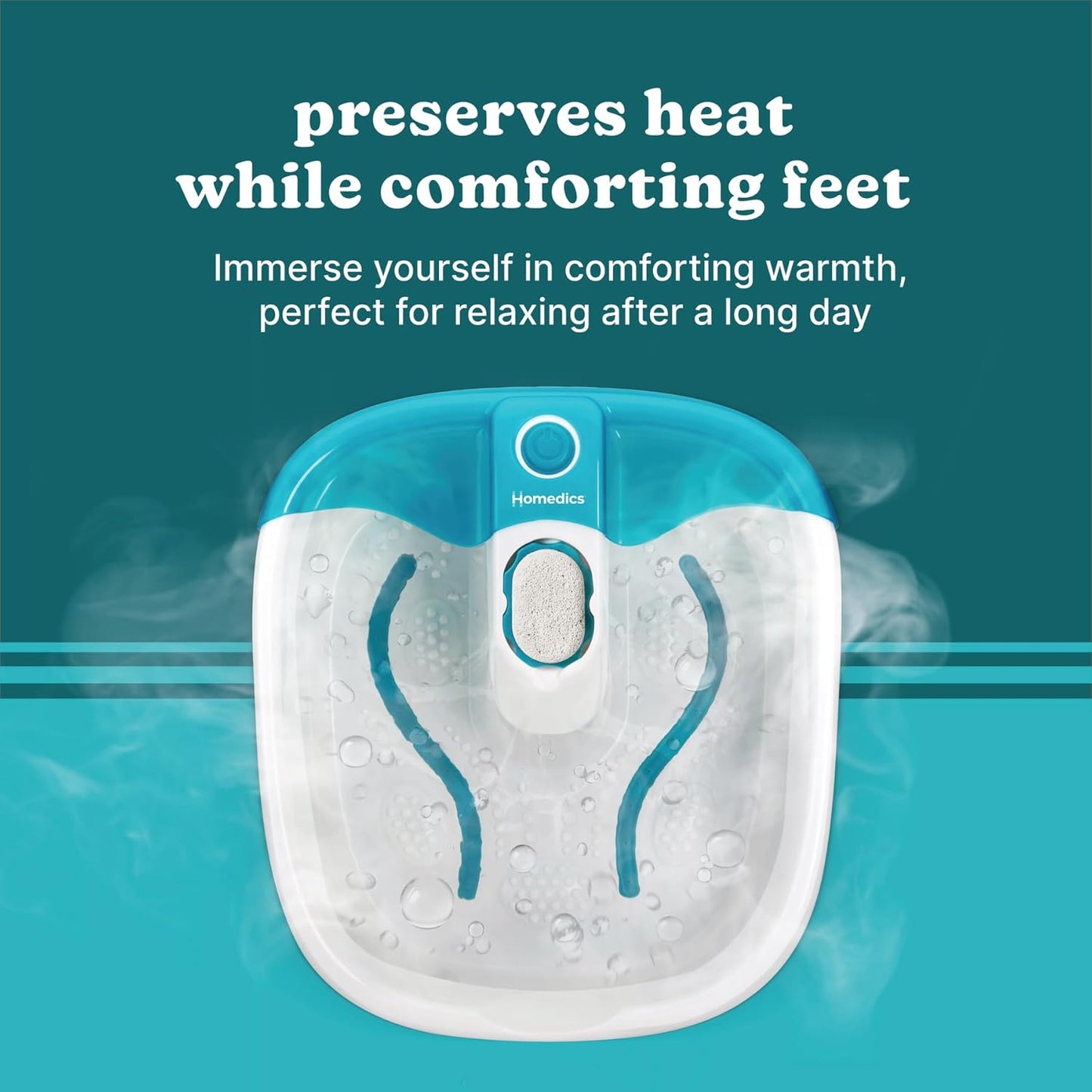 Homedics Bubble Mate Foot Spa - Invigorating Toe Touch Control Foot Bath with Massage Nodes & Pumice Stone | Relaxing Home Spa Experience