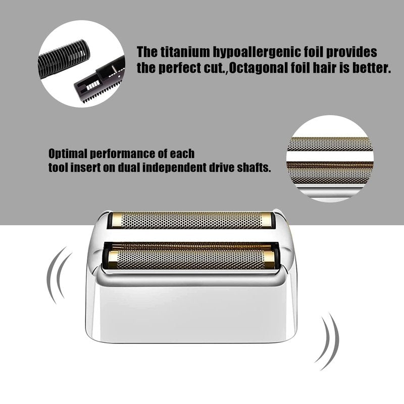 VALLNEI Replacement Foil and Cutters Compatible with BaBylissPRO Double Foil Shaver, Replacement Foil Compatible with BaBylissPRO FXFS2 Shaver,2 PACK (Golden)