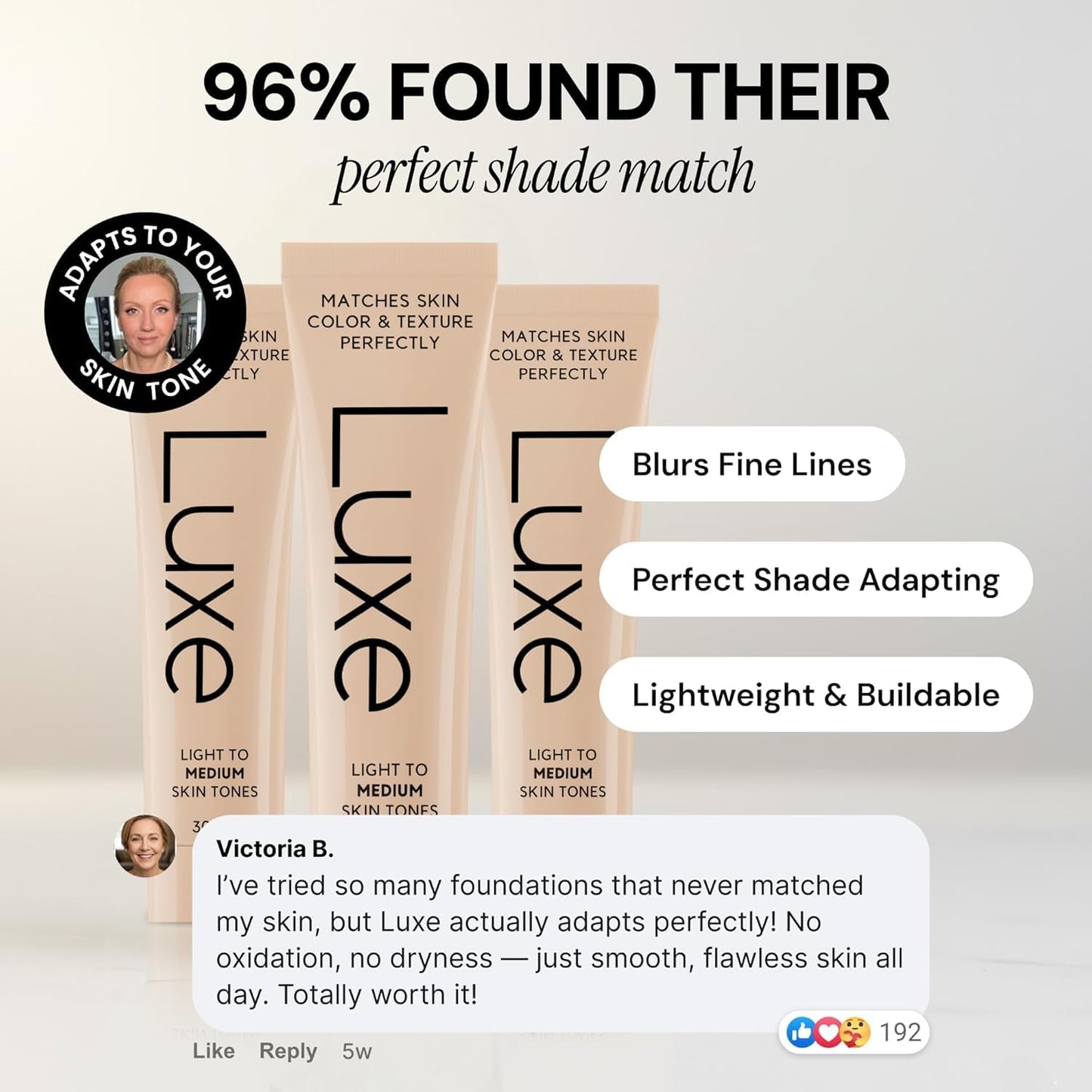 Luxe Color Changing Foundation for Women - Adapts to Skin Tone | Buildable Light-to-Medium Coverage - Dark Shade