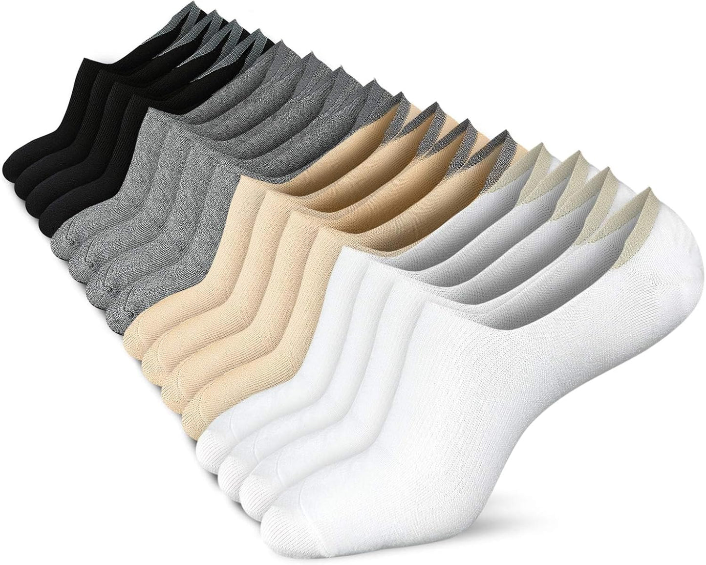 No Show Socks for Women - Non-Slip Flat Boat Line | 4-8 Pairs, Comfortable & Breathable
