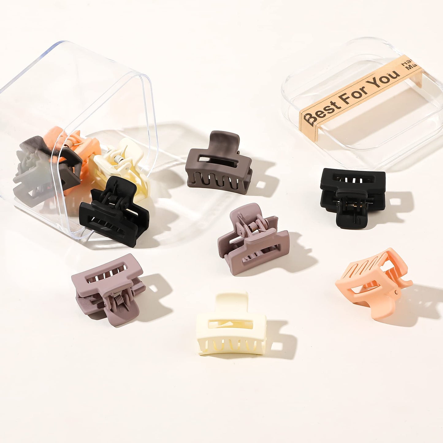 Small Claw Hair Clips for Women Girls - Mini Hair Clips Rectangle Tiny Claw Clips for Thin Hair Strong Hold Cute Jaw Clip Nonslip Hair Styling Accessories with Box
