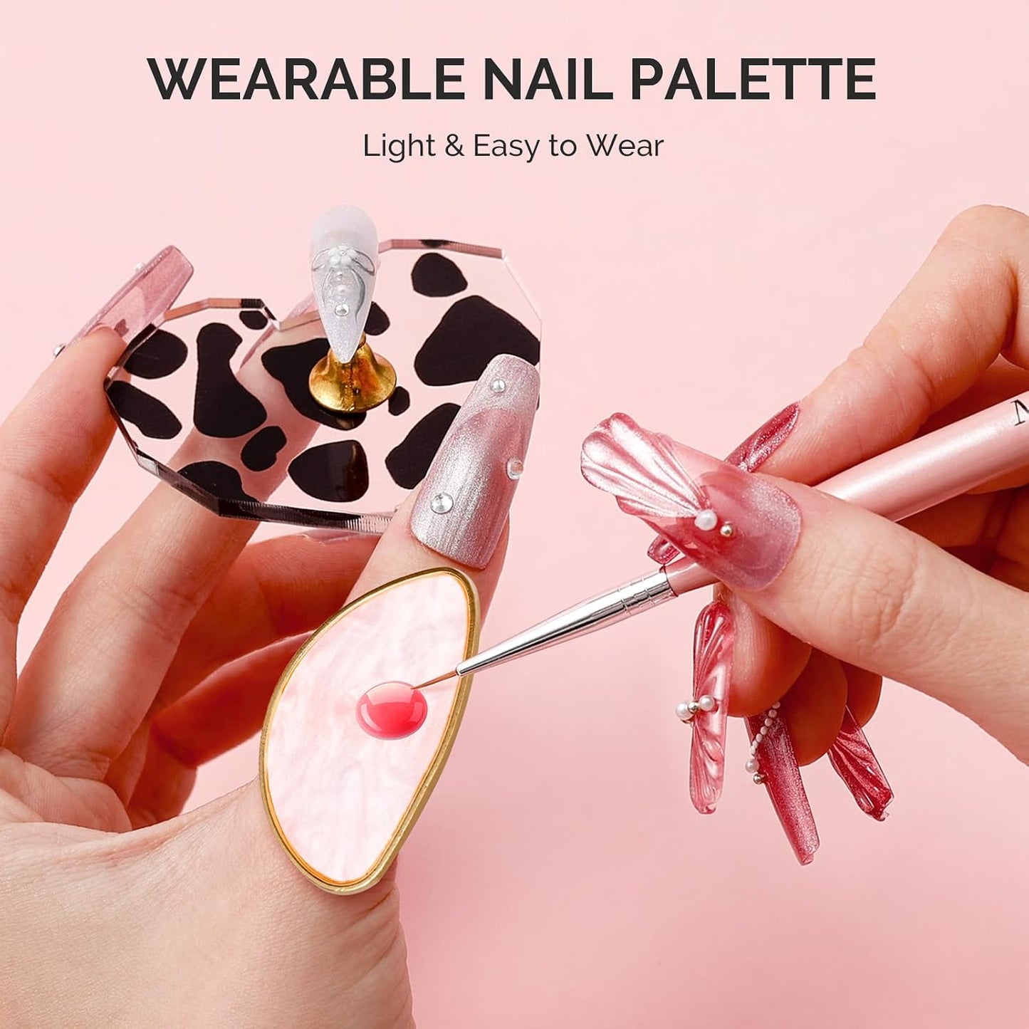 Adjustable Resin Nail Art Palette Finger Rings Set - 4PCS Mini Polish Mixing Holders for Gel & Acrylics | Non-Slip Design, Essential Tool for Professionals & DIY Artists