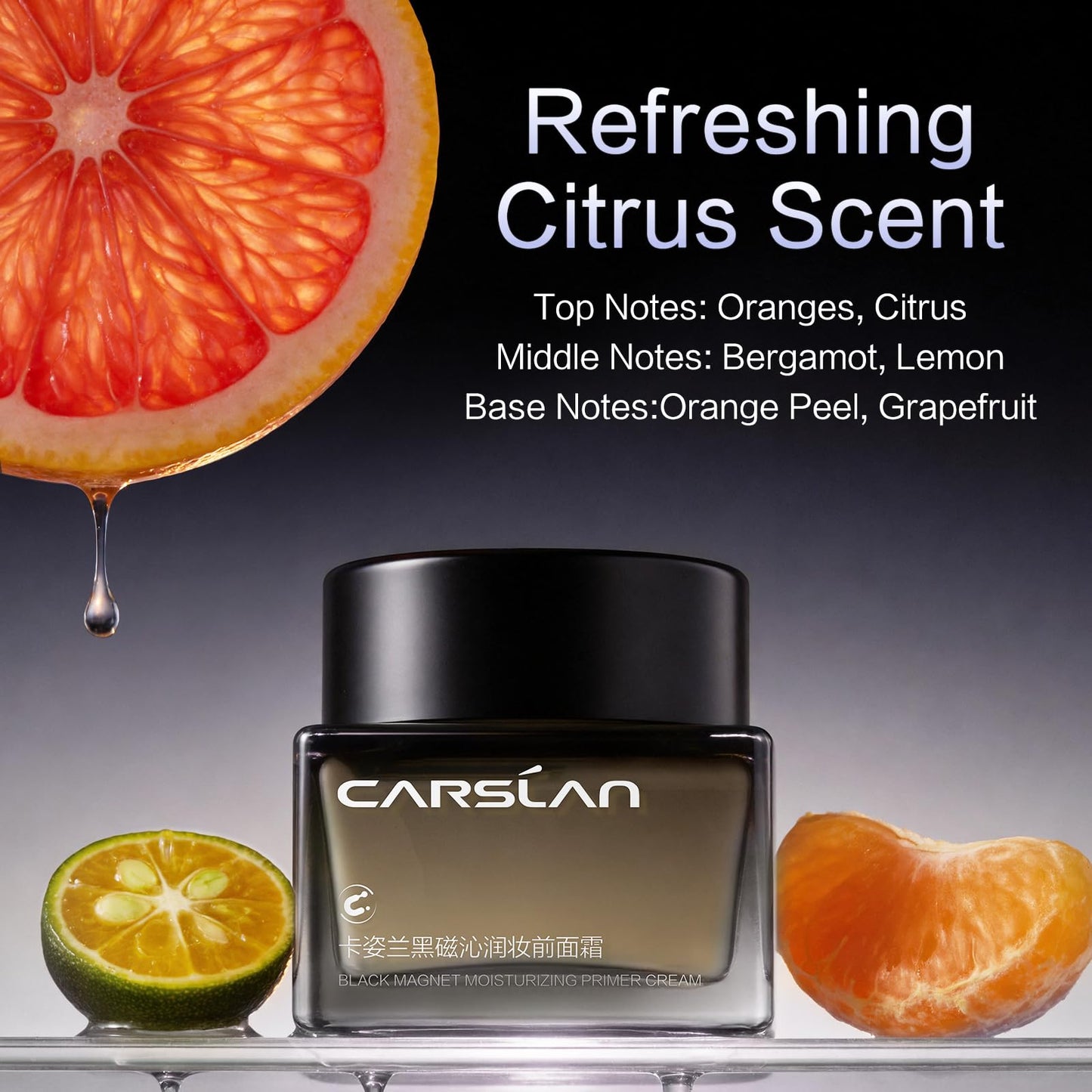 CARSLAN Black Magnet Moisturizing Primer Cream, Hydrating Face Primer That Smooths Skin & Grips Makeup, Pore Blurring Makeup Primer, Long Lasting Makeup Base for Dry & Oily Skin, 1.23 Oz