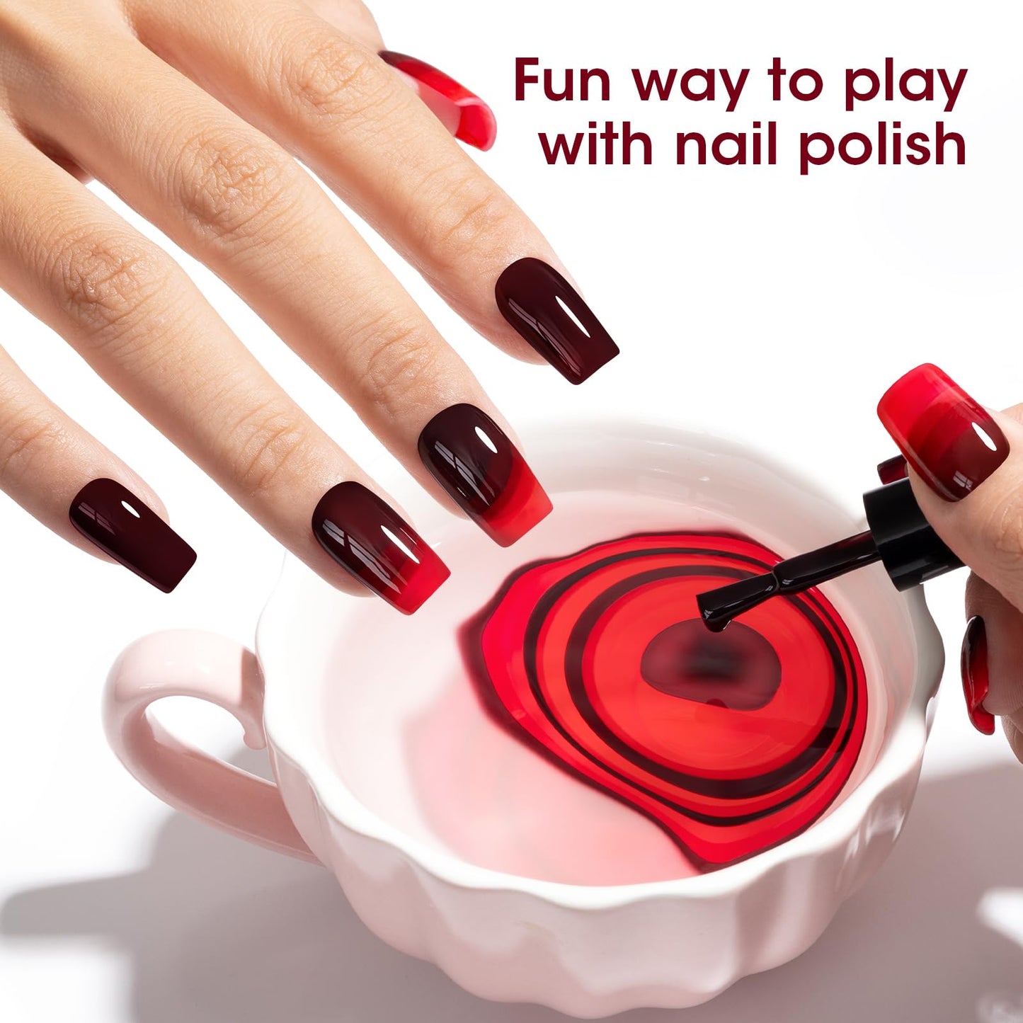GELLEN Dark Red Nail Polish Set Fall Winter, No Light Needed, HEMA Free