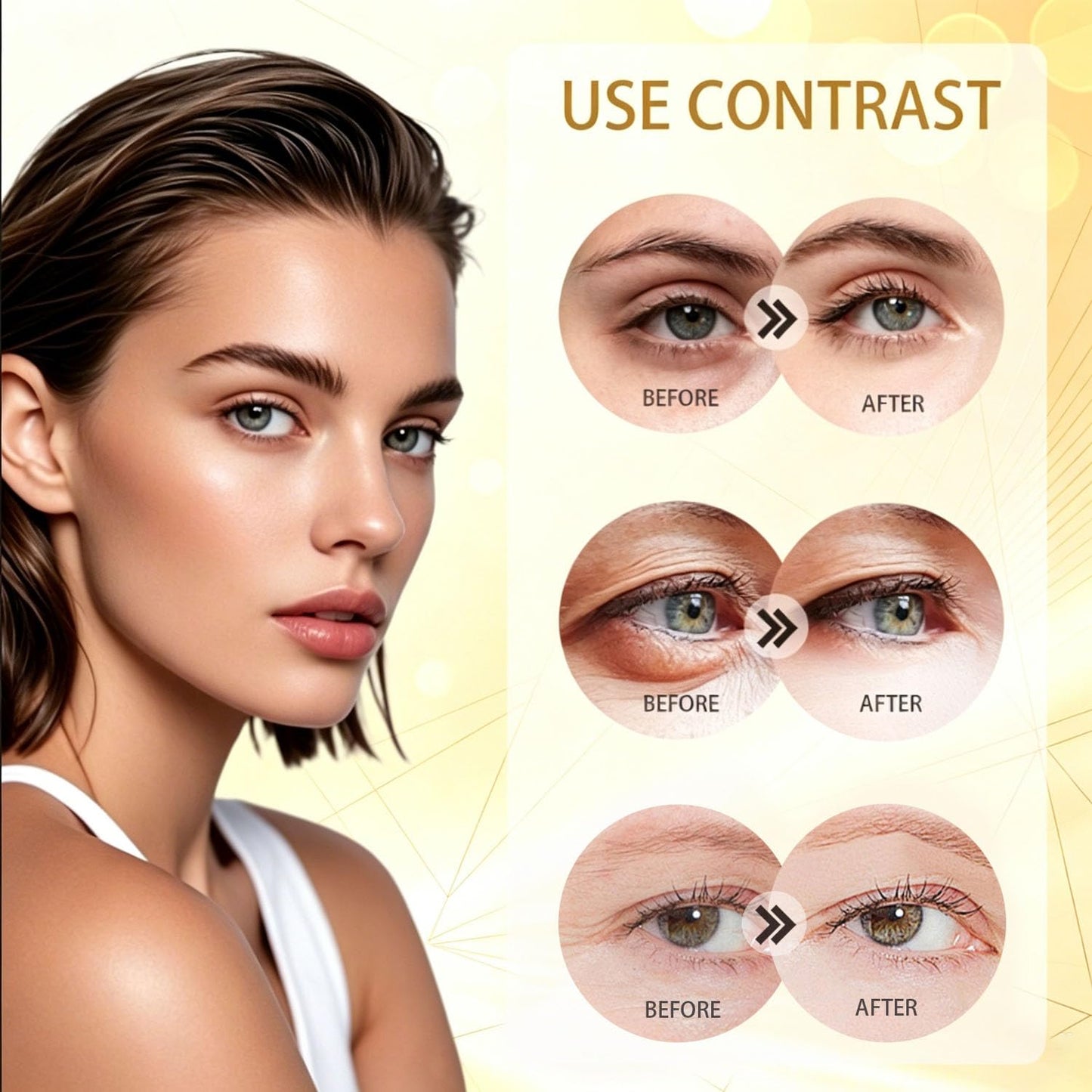 Under Eye Patches, 24k Gold Eye Mask with Hyaluronic Acid, Reduce Wrinkles