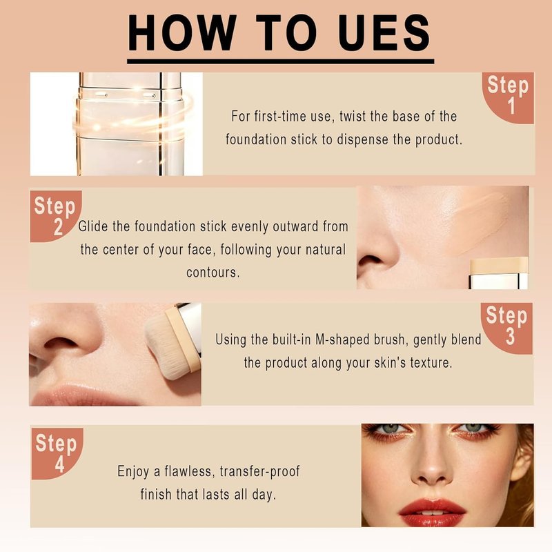 Korean Dual-Ended Foundation Stick - Natural Seamless Finish & Long-Lasting Coverage | All Skin Types