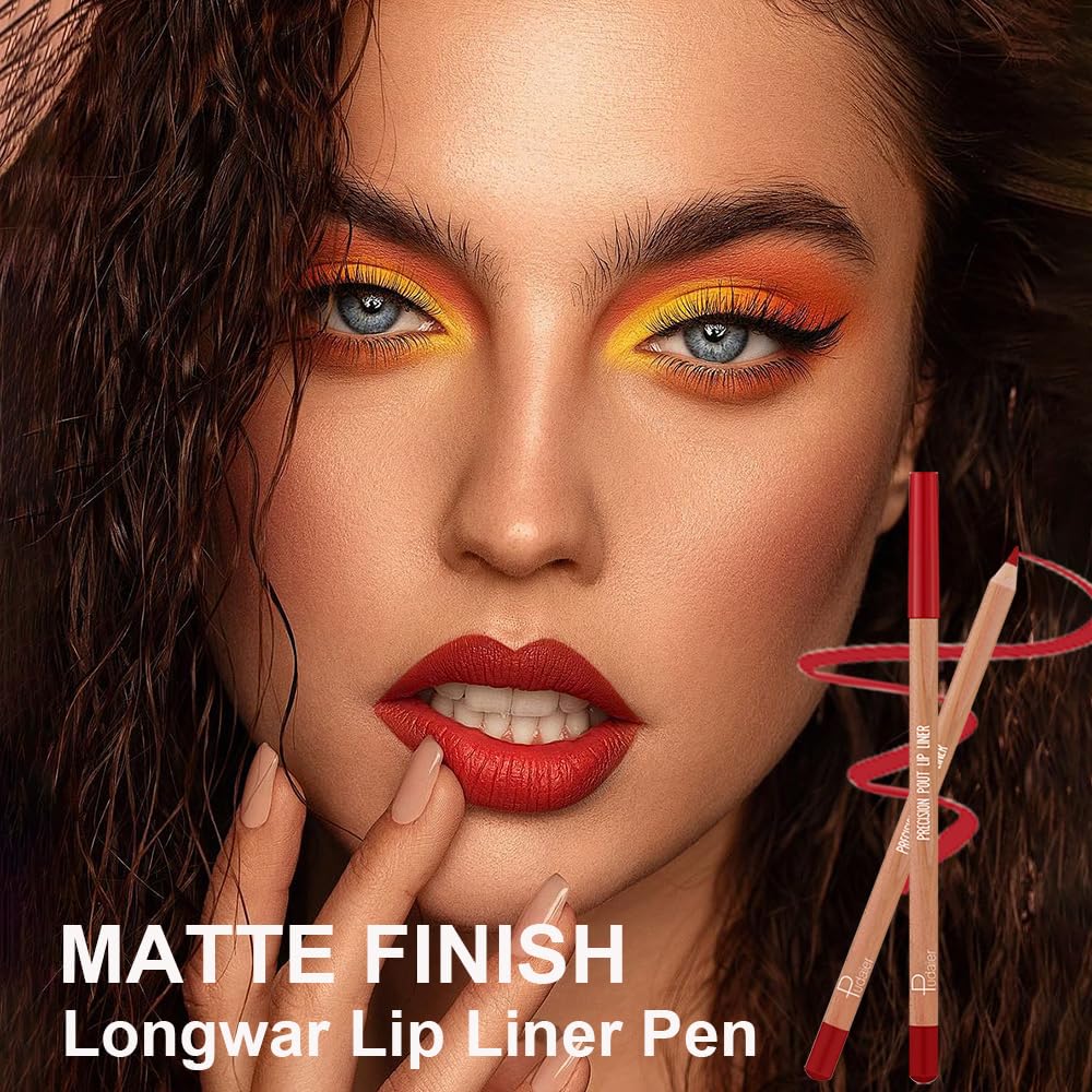 Matte Lip Liner Set - 12 High Pigmented Waterproof Colors for Long-Lasting Daily Makeup | Smooth Application