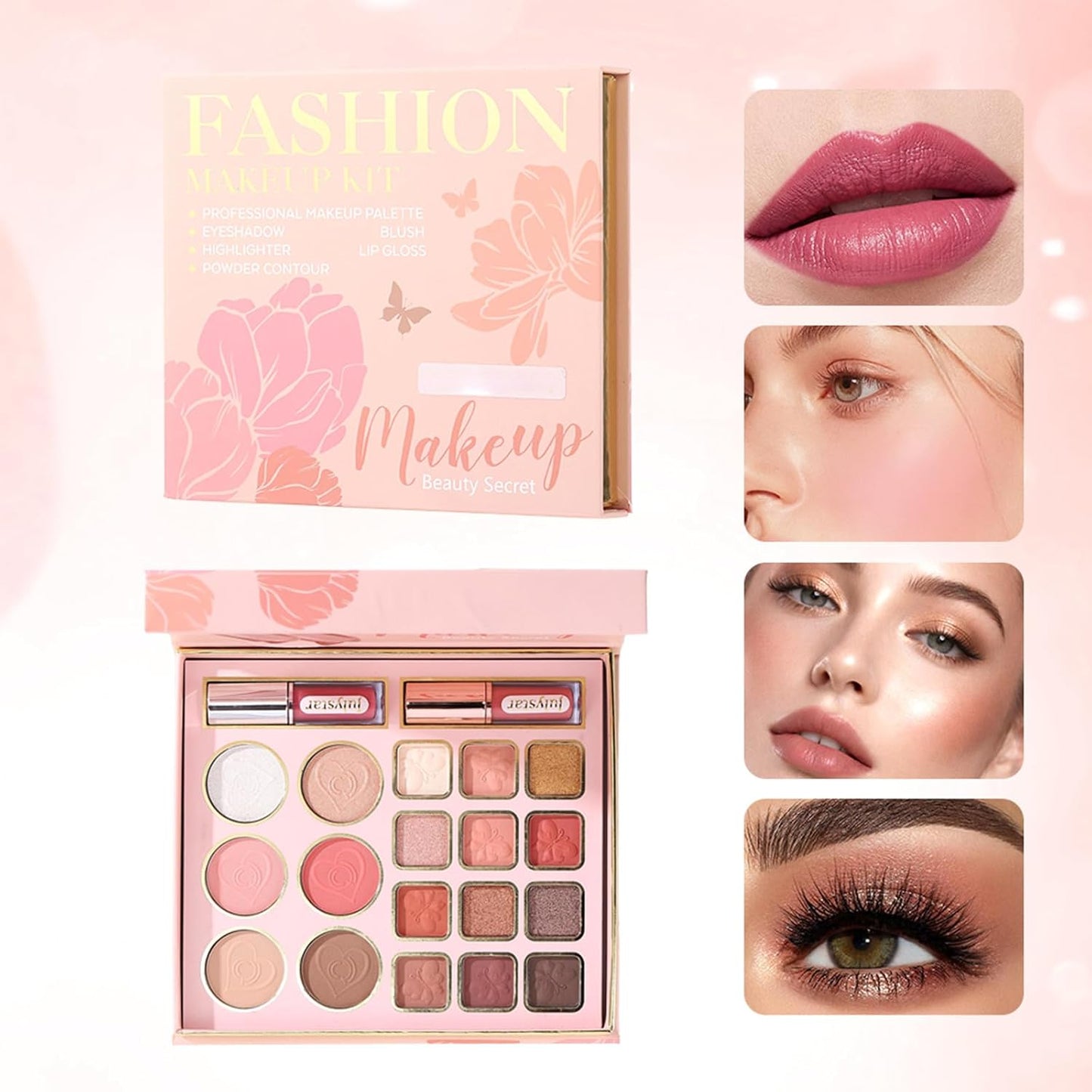 Professional Makeup Kit - 20 Color Waterproof Cosmetic Palette with Eyeshadow, Blush & Lip Gloss | Ideal Gift for Women & Teens