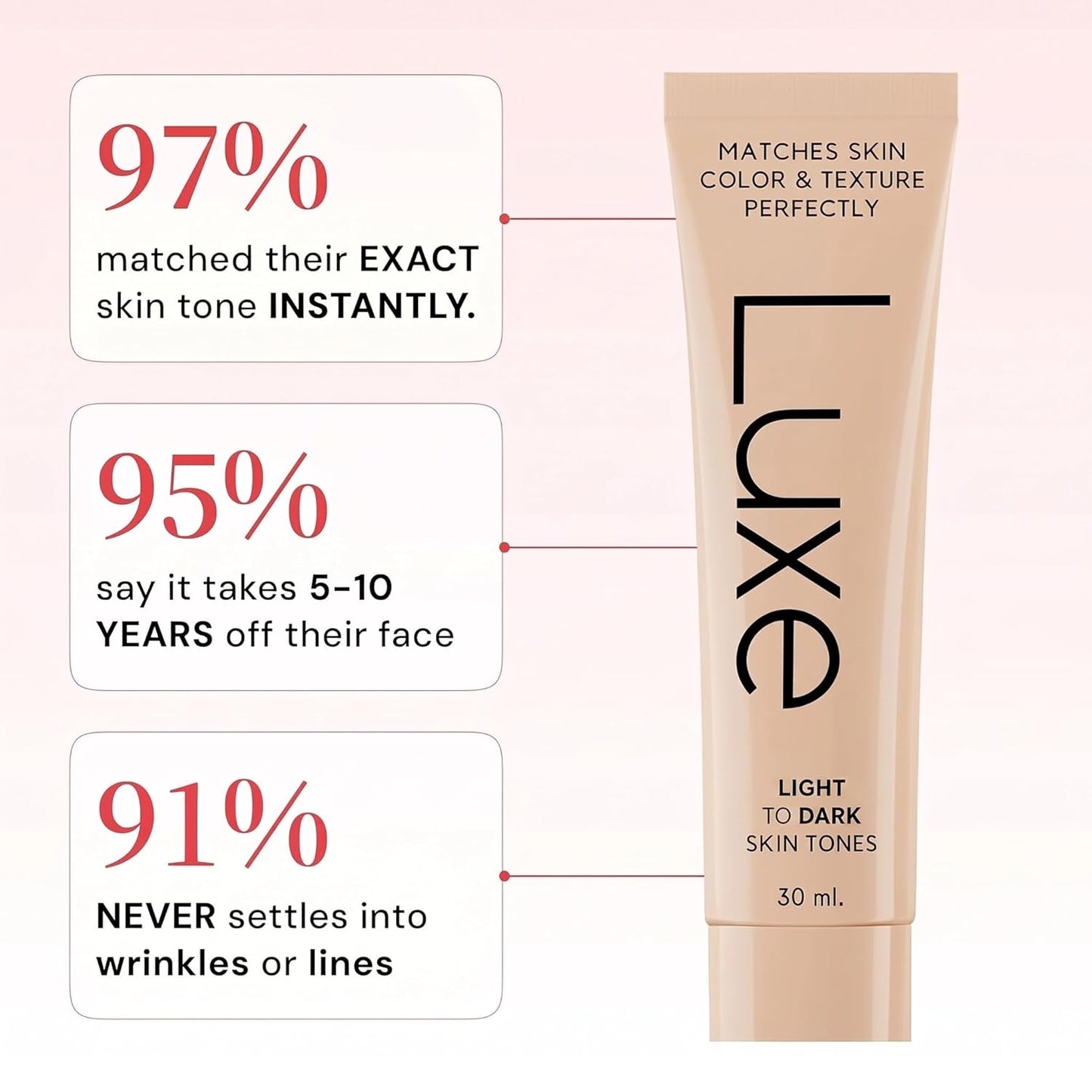 Luxe Changing Foundation for Light to Medium Skin Tone - Smooth Buildable Coverage | Essential Brush Set Included