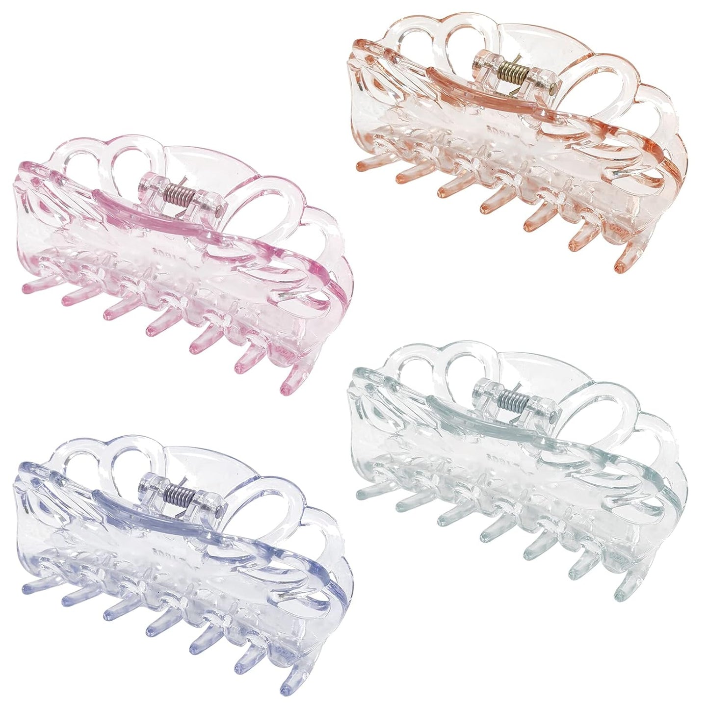 Clear Hair Clips for Women - 4 Pack Butterfly Banana Clips | 3.5 Inch Non-Slip Strong Hold for Thick or Thin Hair