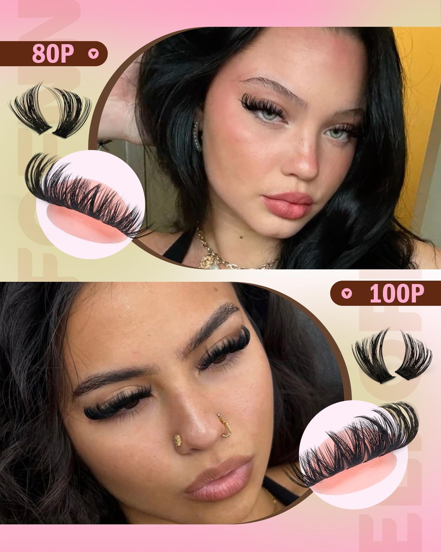 Eefofnn Lash Clusters Wispy Eyelash Extension Kit 560pcs Individual Lashes 30D+40D+50D+60D+80D+100D Eyelash Clusters Kit 10-16mm Cluster Eyelash Extensions with Bond and Seal, Tweezers by Eefofnn