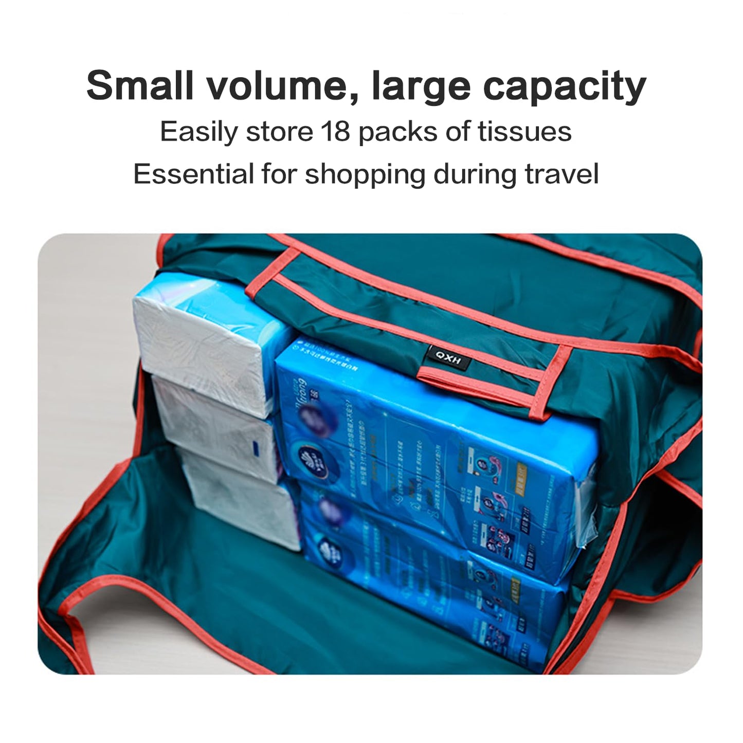 Foldable Tote Bag - Collapsible Packable Reusable Large Grocery Shopping Bags Grey
