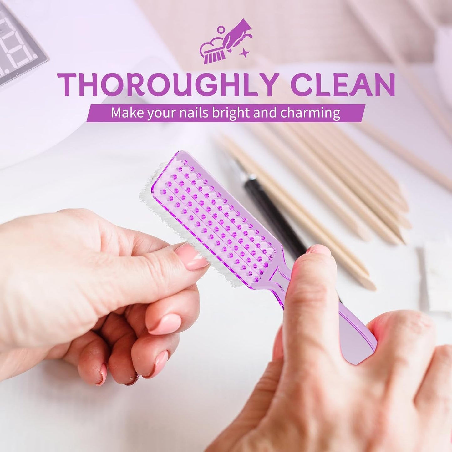 Nail Brushes for Cleaning Fingernails - Handle Grip Scrubber Kit | 8-Pack Manicure & Pedicure Tools for Men & Women